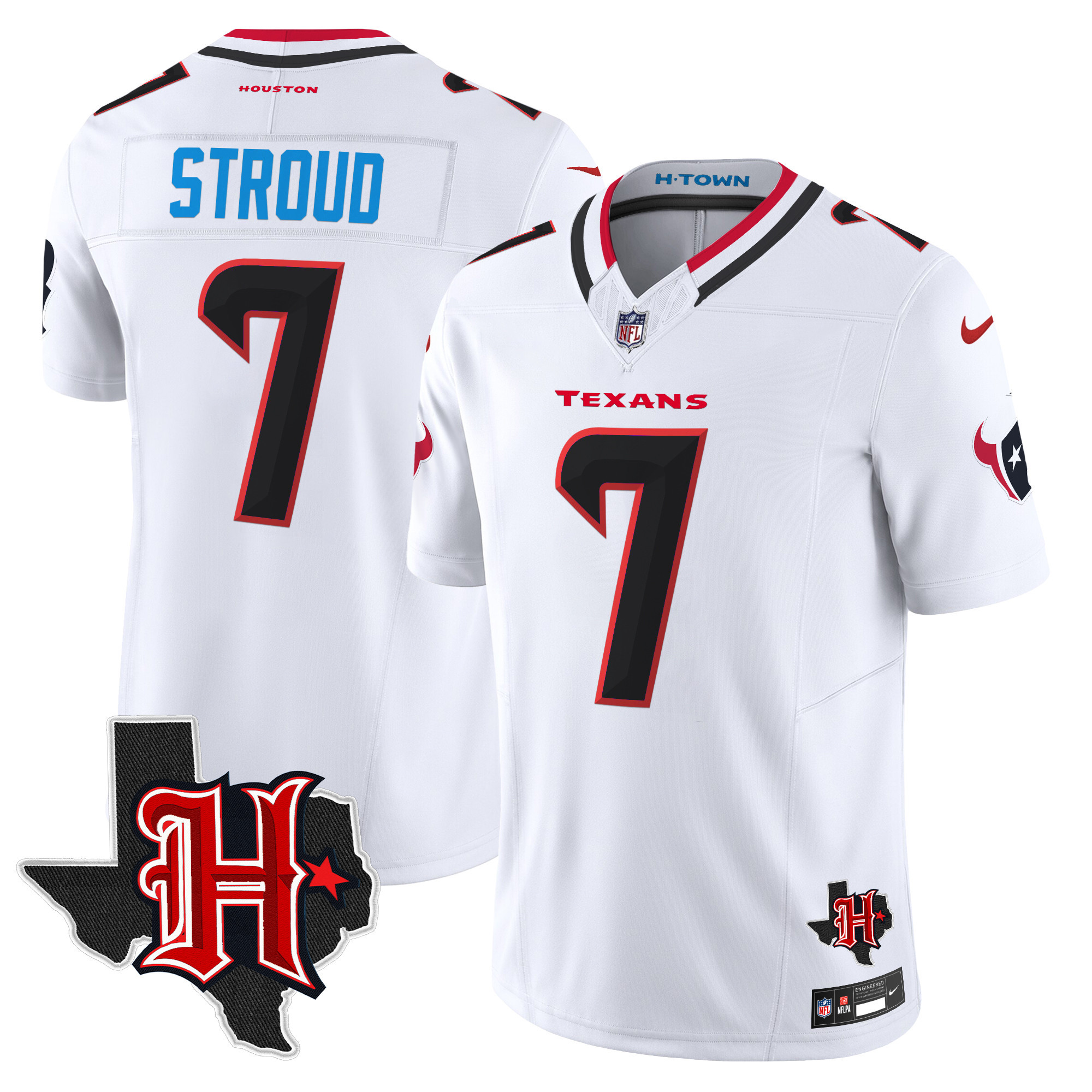 C.J. Stroud Men's Houston Texans 2024 Texas Patch Vapor Limited White Jersey - All Stitched