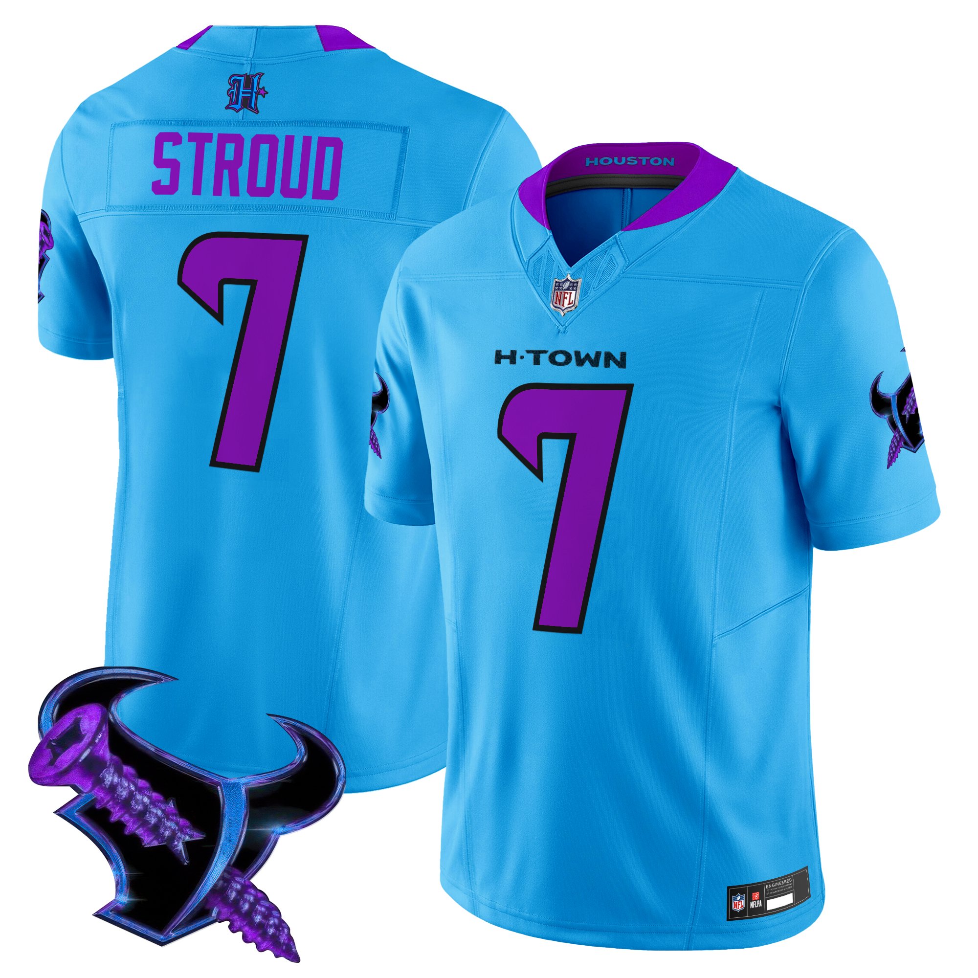 C.J. Stroud Men's Houston Texans 2025 DJ Screw Vapor Limited Blue Jersey - All Stitched