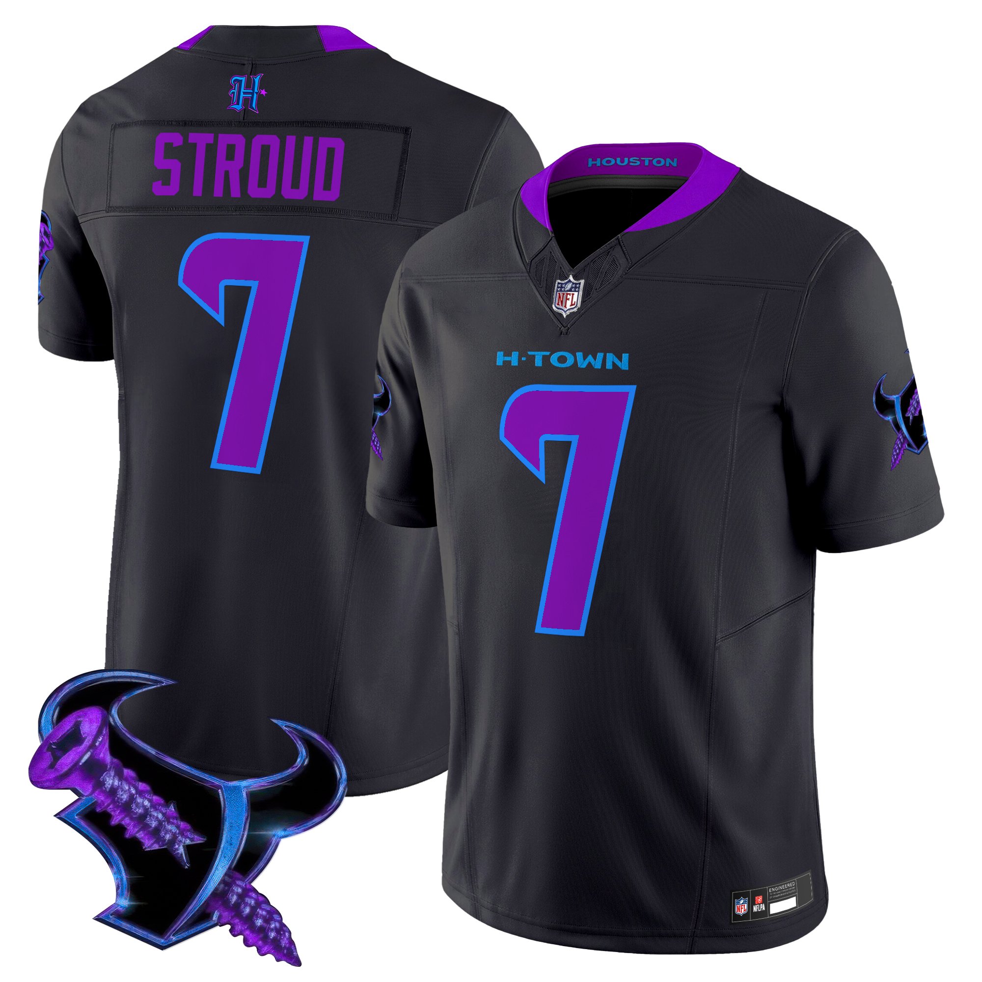 C.J. Stroud Men's Houston Texans 2025 DJ Screw Vapor Limited Navy Jersey - All Stitched