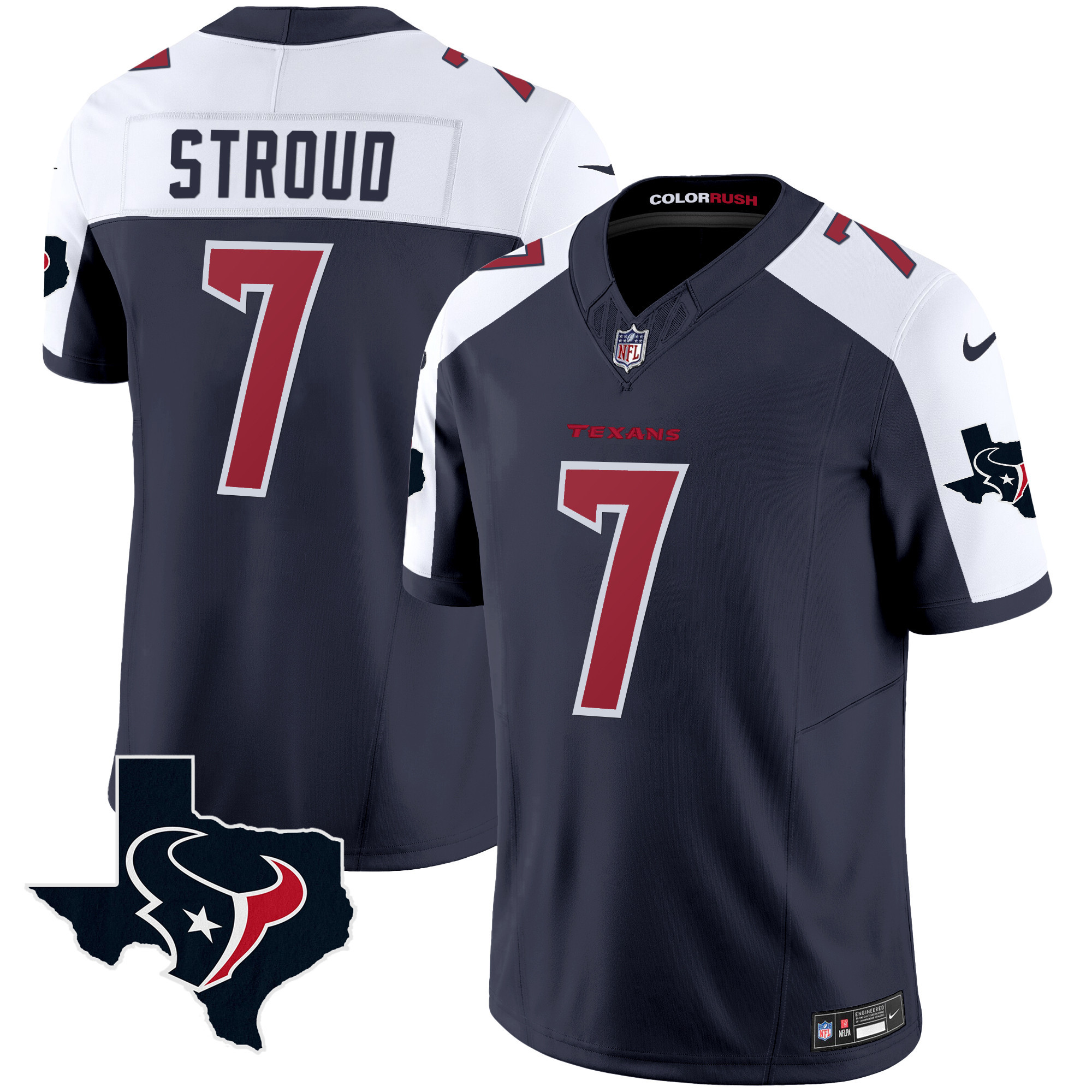 C.J. Stroud Men's Houston Texans Color Rush Legend Vapor Navy Alternate Jersey - All Stitched