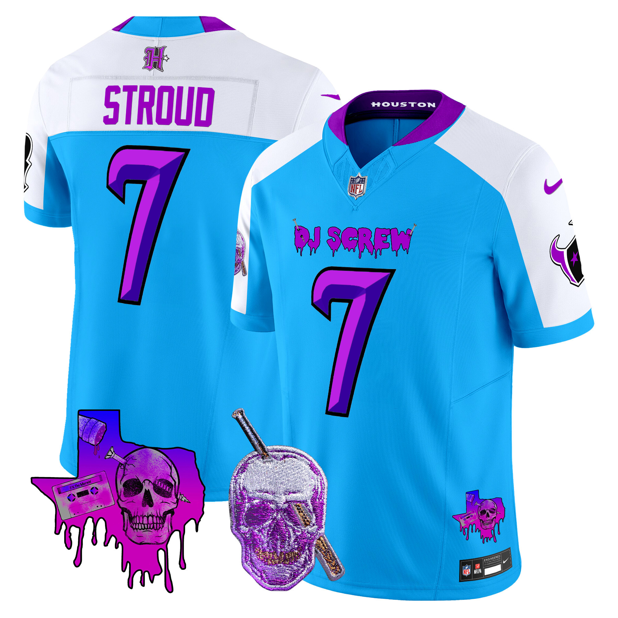 C.J. Stroud Men's Houston Texans DJ Screw Vapor Limited Blue Alternate Jersey - All Stitched