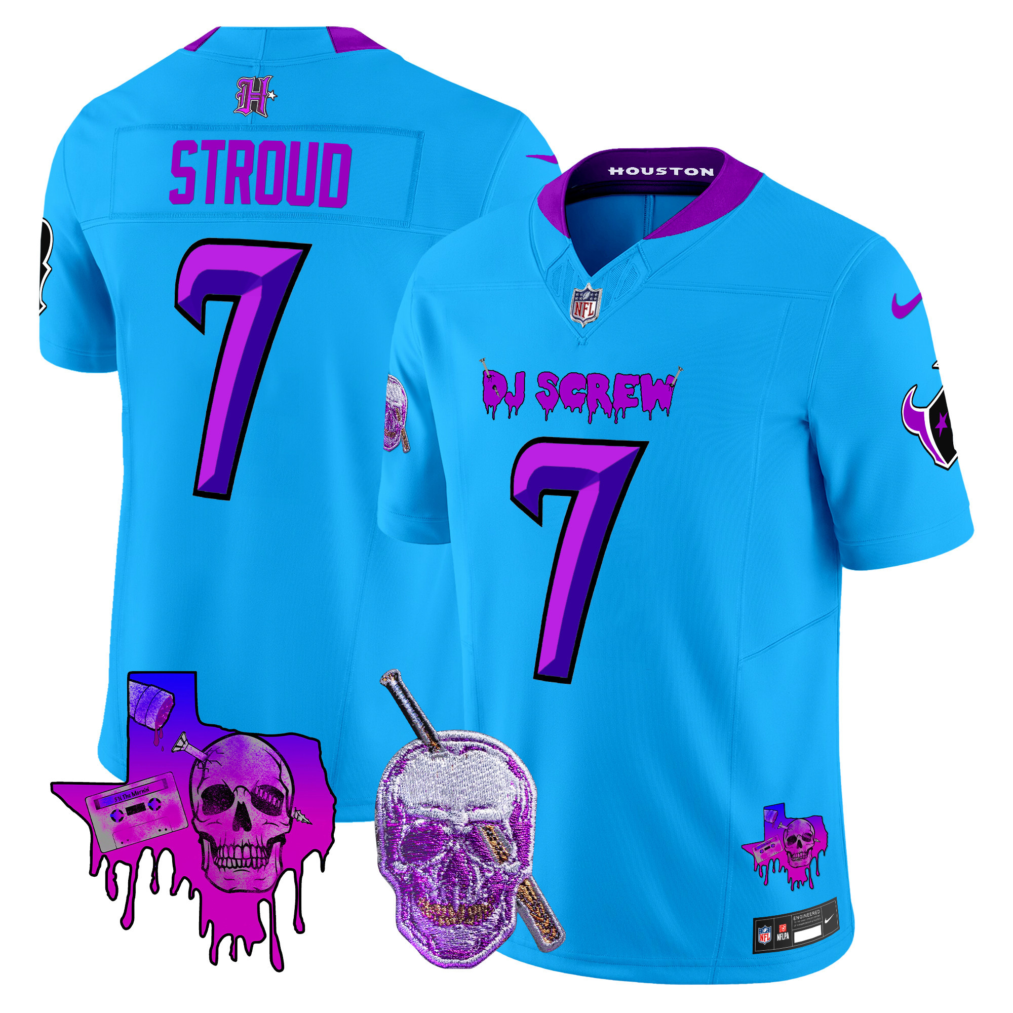 C.J. Stroud Men's Houston Texans DJ Screw Vapor Limited Blue Jersey - All Stitched
