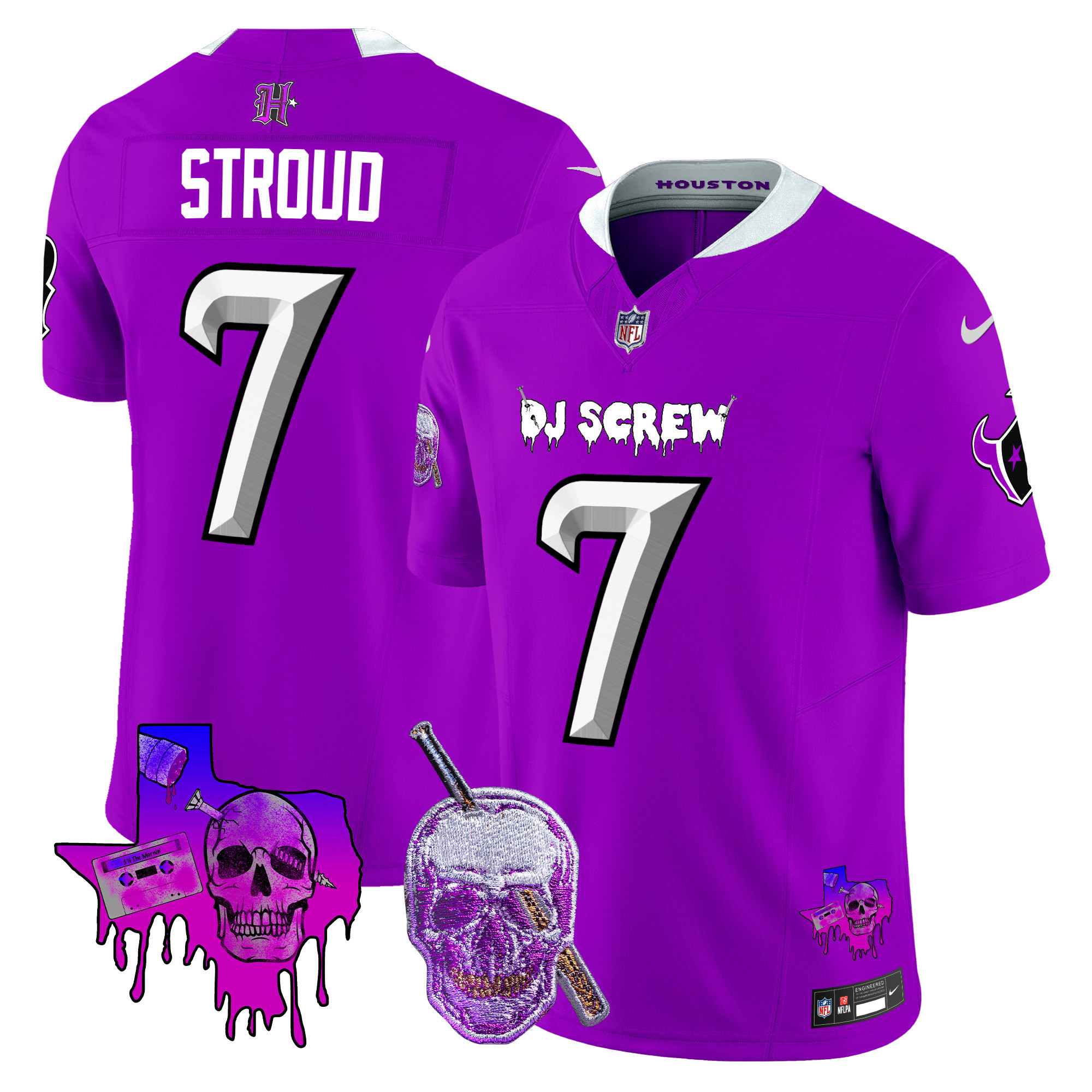 C.J. Stroud Men's Houston Texans DJ Screw Vapor Limited Purple Jersey - All Stitched