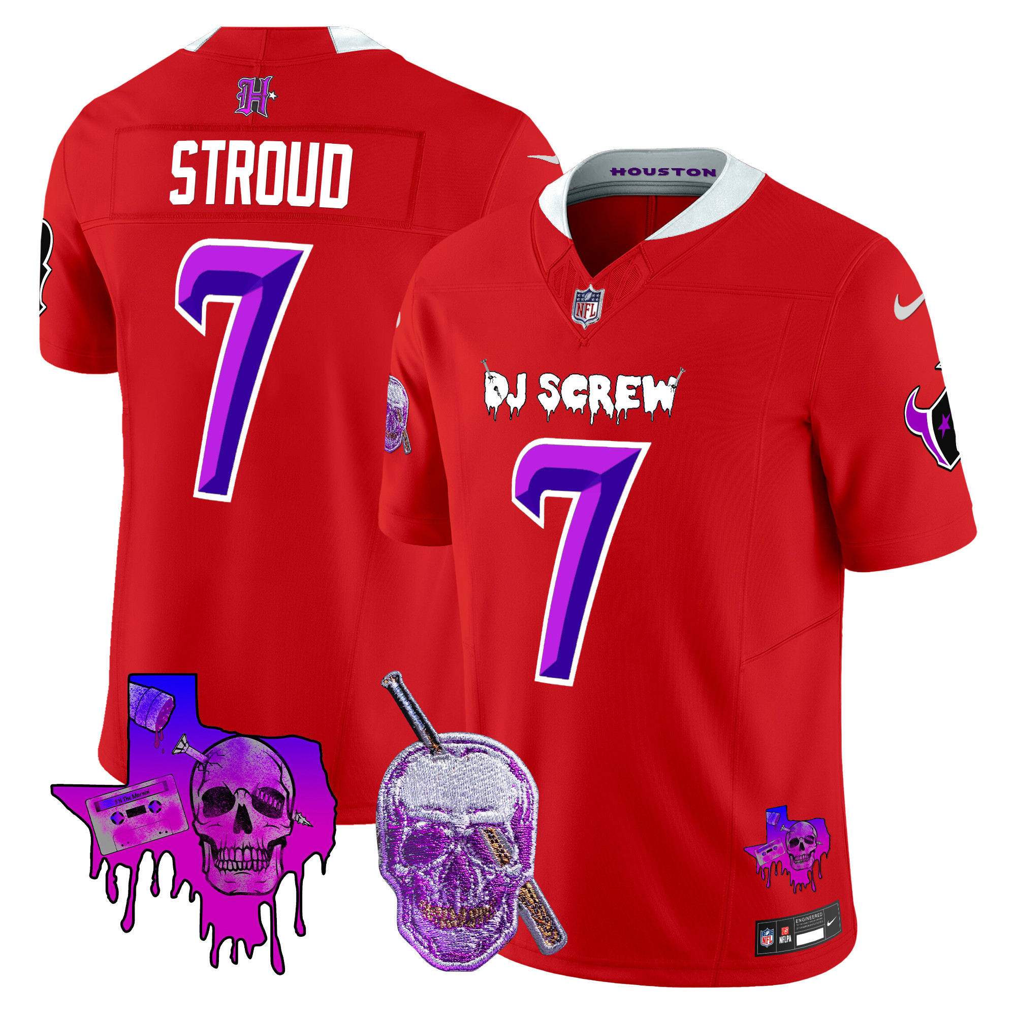C.J. Stroud Men's Houston Texans DJ Screw Vapor Limited Red Jersey - All Stitched