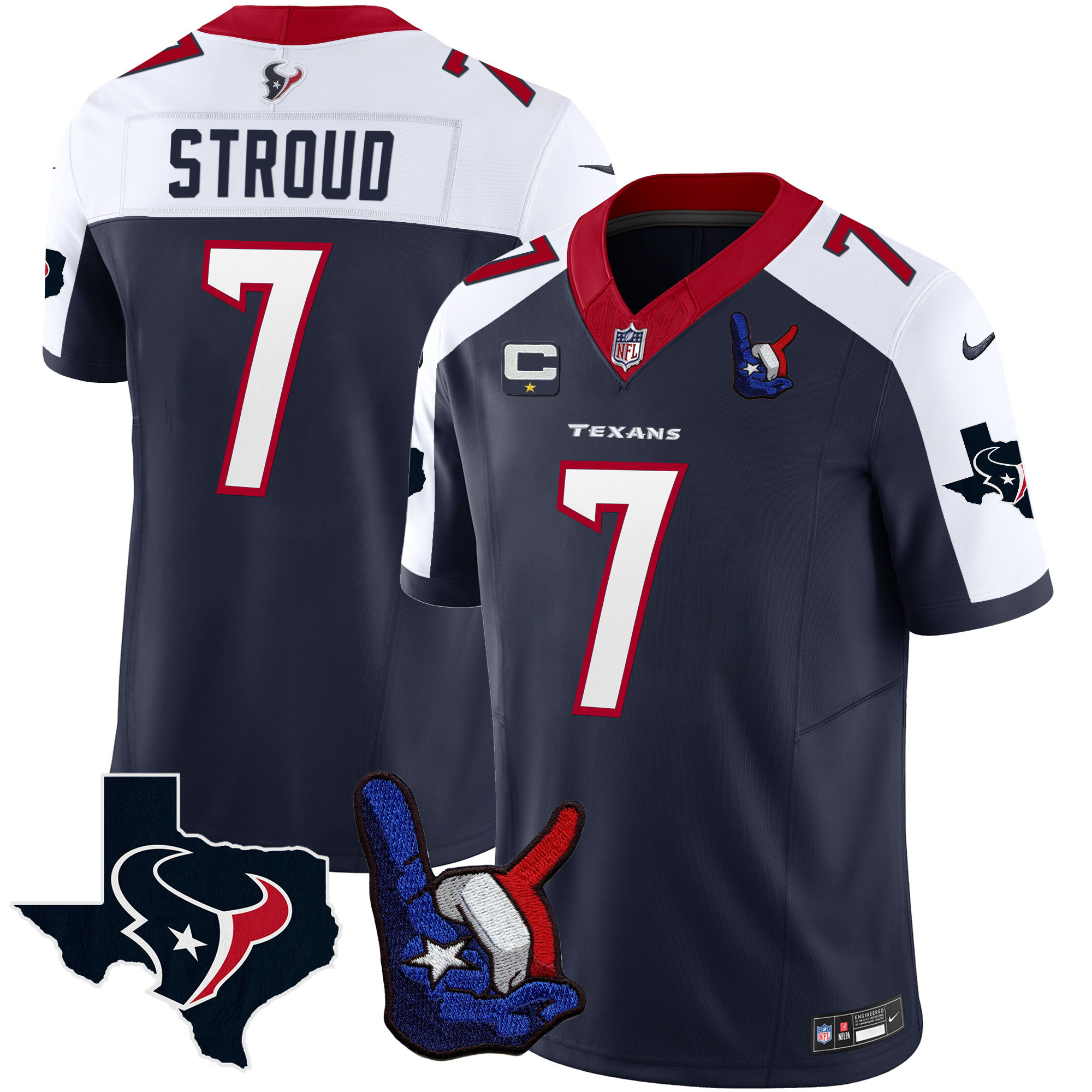 C.J. Stroud Men's Houston Texans Hand Sign Throwing Up The H Vapor Alternate Jersey - All Stitched