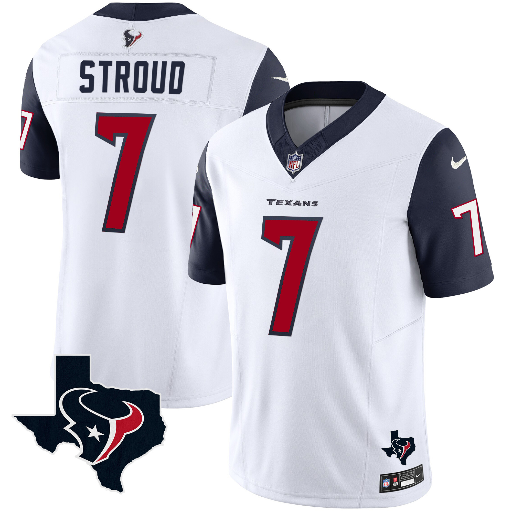 C.J. Stroud Men's Houston Texans Vapor Limited Navy Sleeves Jersey - All Stitched