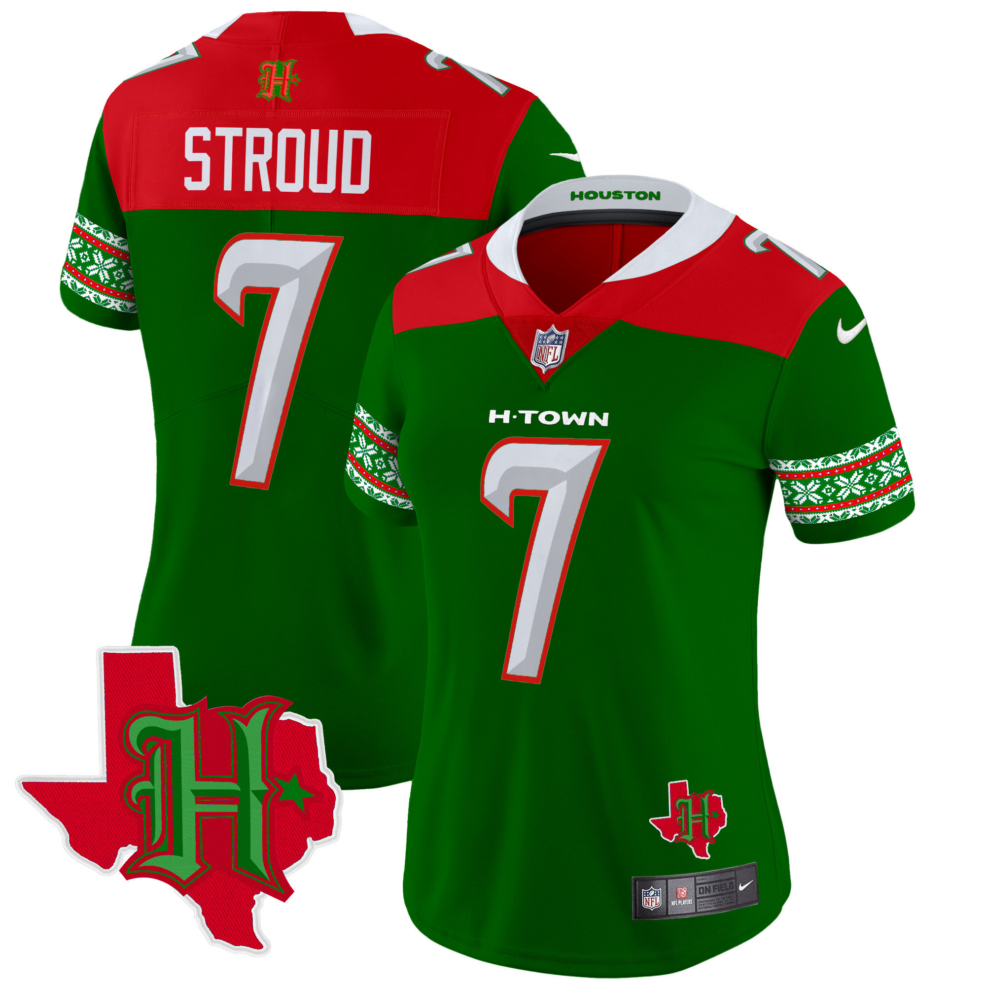 C.J. Stroud Women's Houston Texans 2024 Christmas Vapor Limited Green Jersey - All Stitched