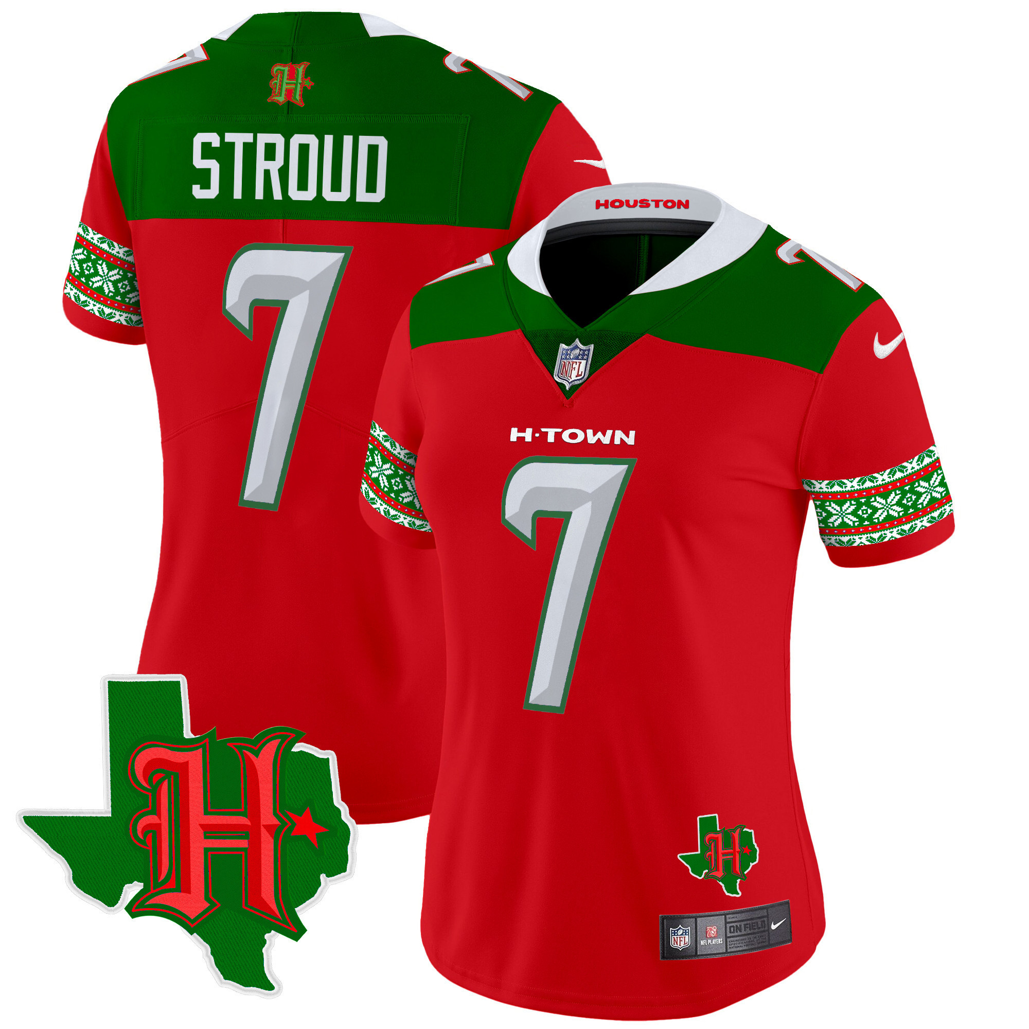 C.J. Stroud Women's Houston Texans 2024 Christmas Vapor Limited Red Jersey - All Stitched