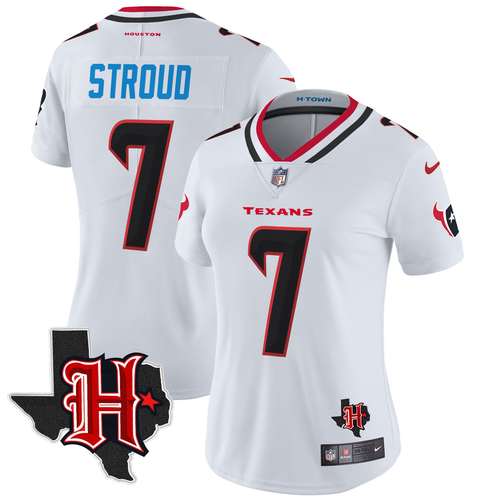 C.J. Stroud Women's Houston Texans 2024 Texas Patch Vapor Limited White Jersey - All Stitched