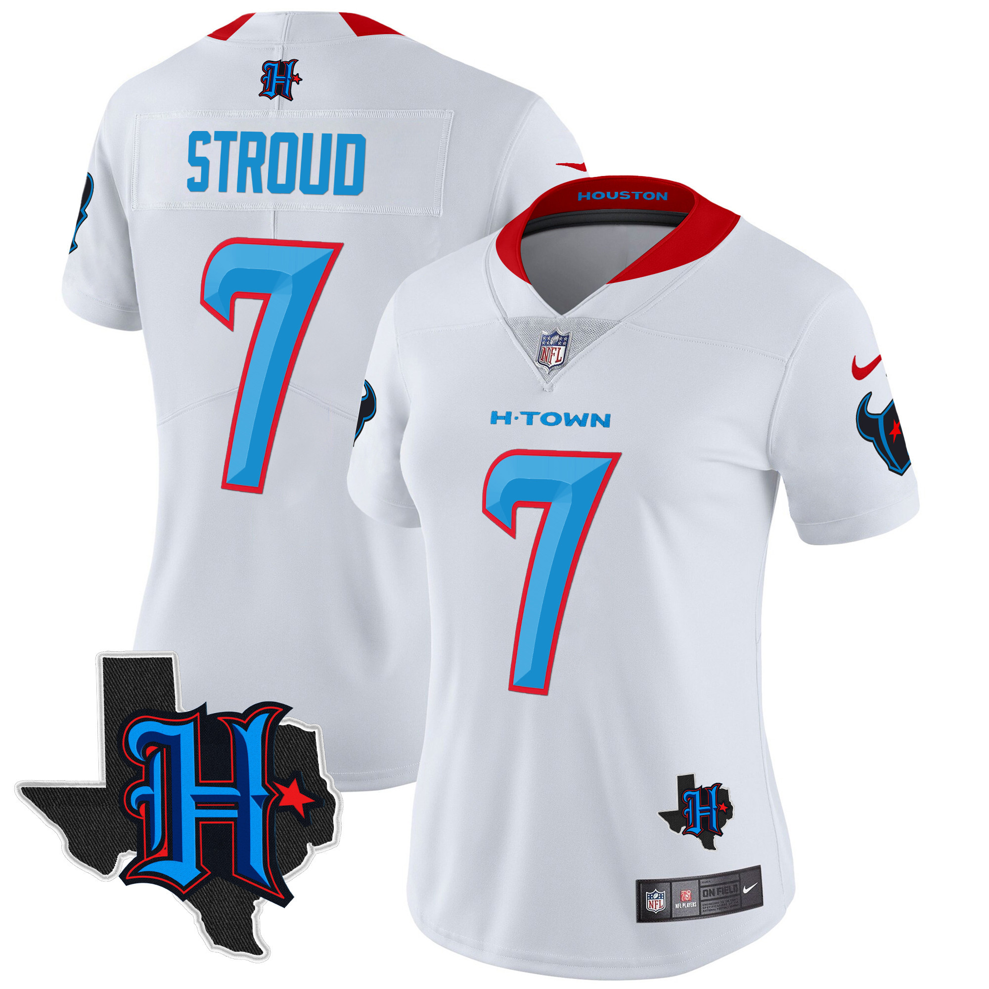 C.J. Stroud Women's Houston Texans 2024 Texas Patch Vapor Limited White Limited Jersey - All Stitched