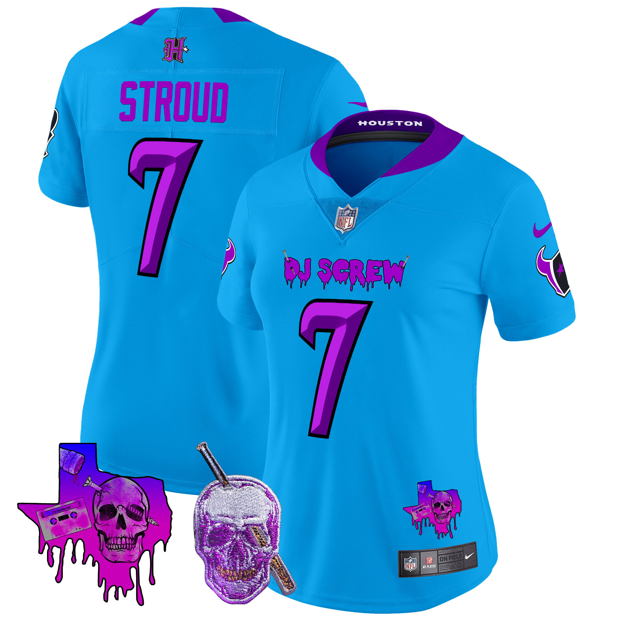 C.J. Stroud Women's Houston Texans DJ Screw Vapor Limited Blue Jersey - All Stitched