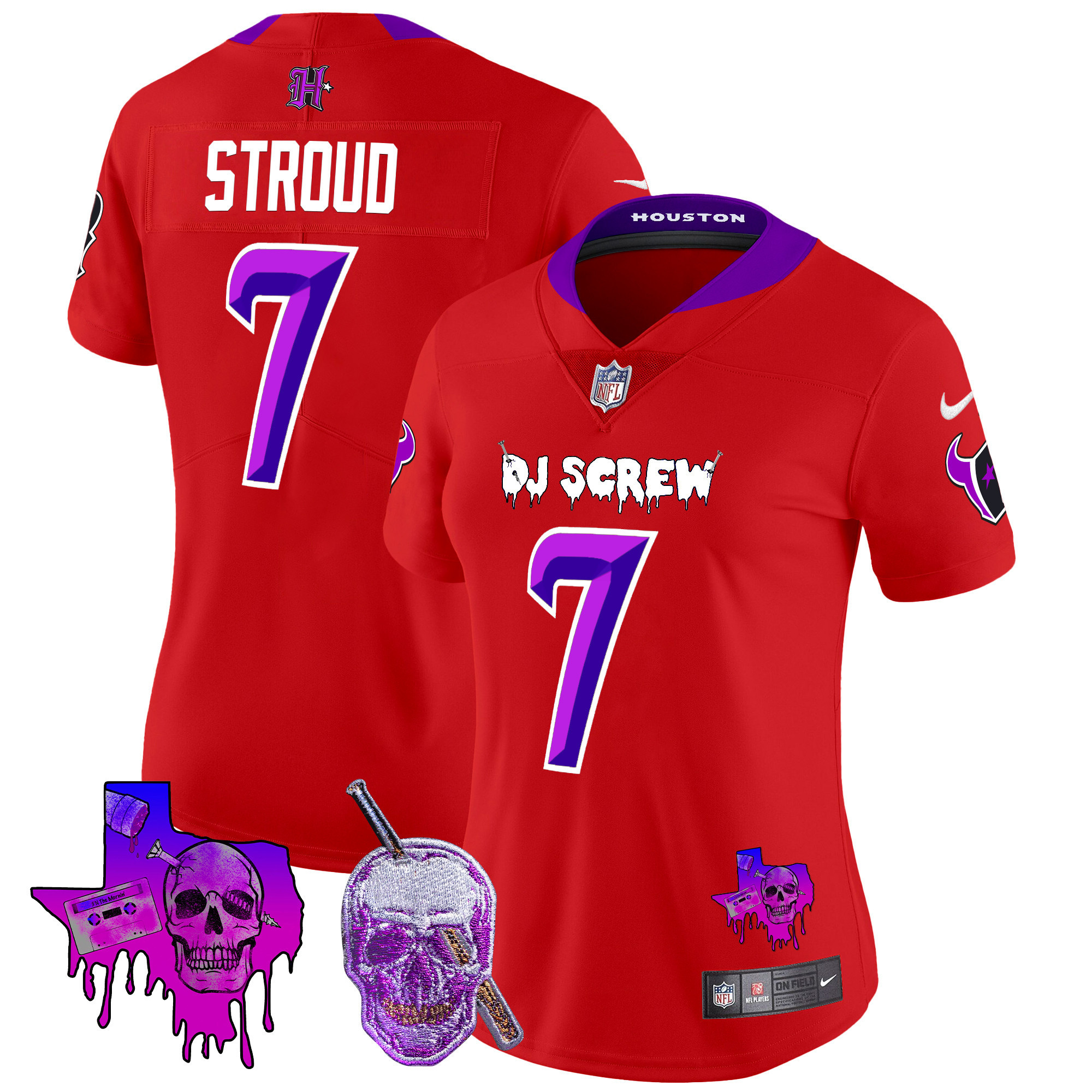 C.J. Stroud Women's Houston Texans DJ Screw Vapor Limited Red Jersey - All Stitched