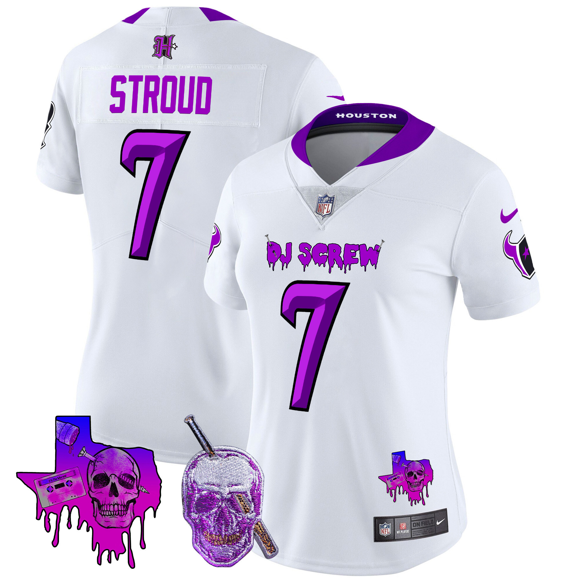 C.J. Stroud Women's Houston Texans DJ Screw Vapor Limited White Jersey - All Stitched