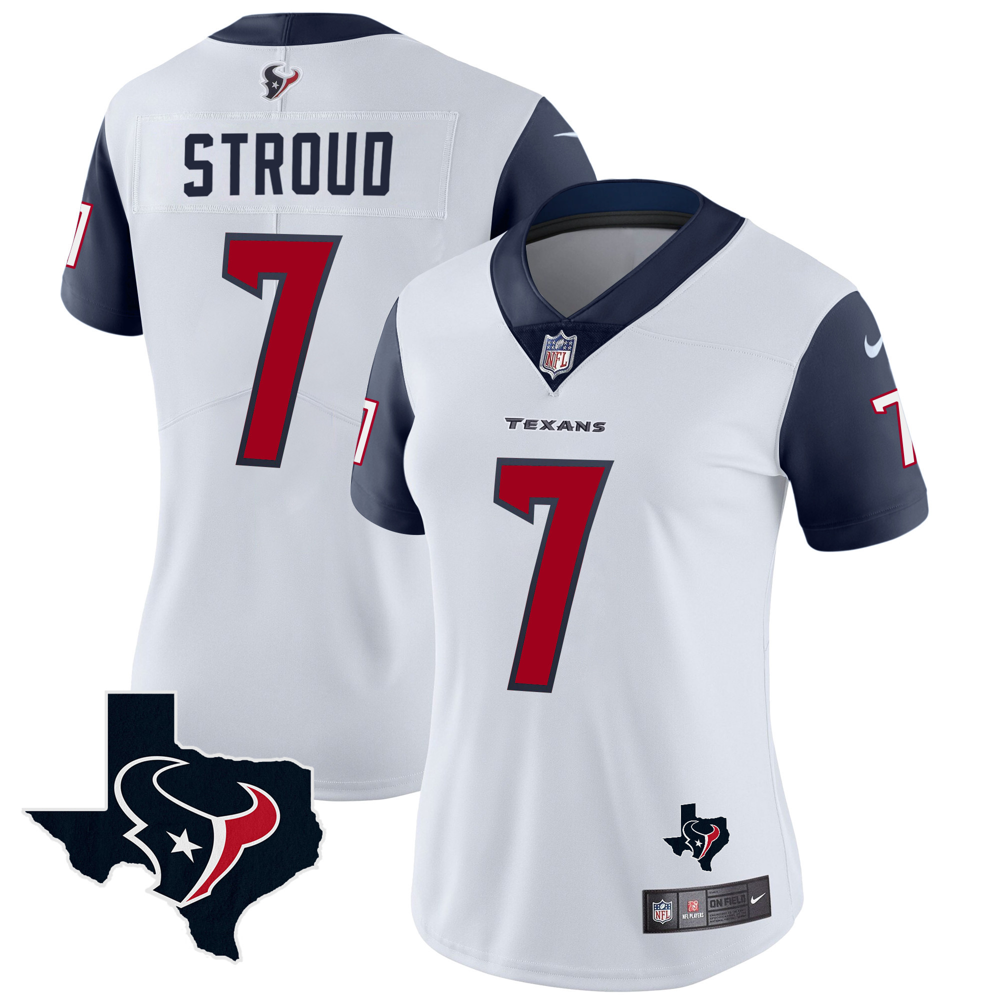 C.J. Stroud Women's Houston Texans Vapor Limited Navy Sleeves Jersey - All Stitched
