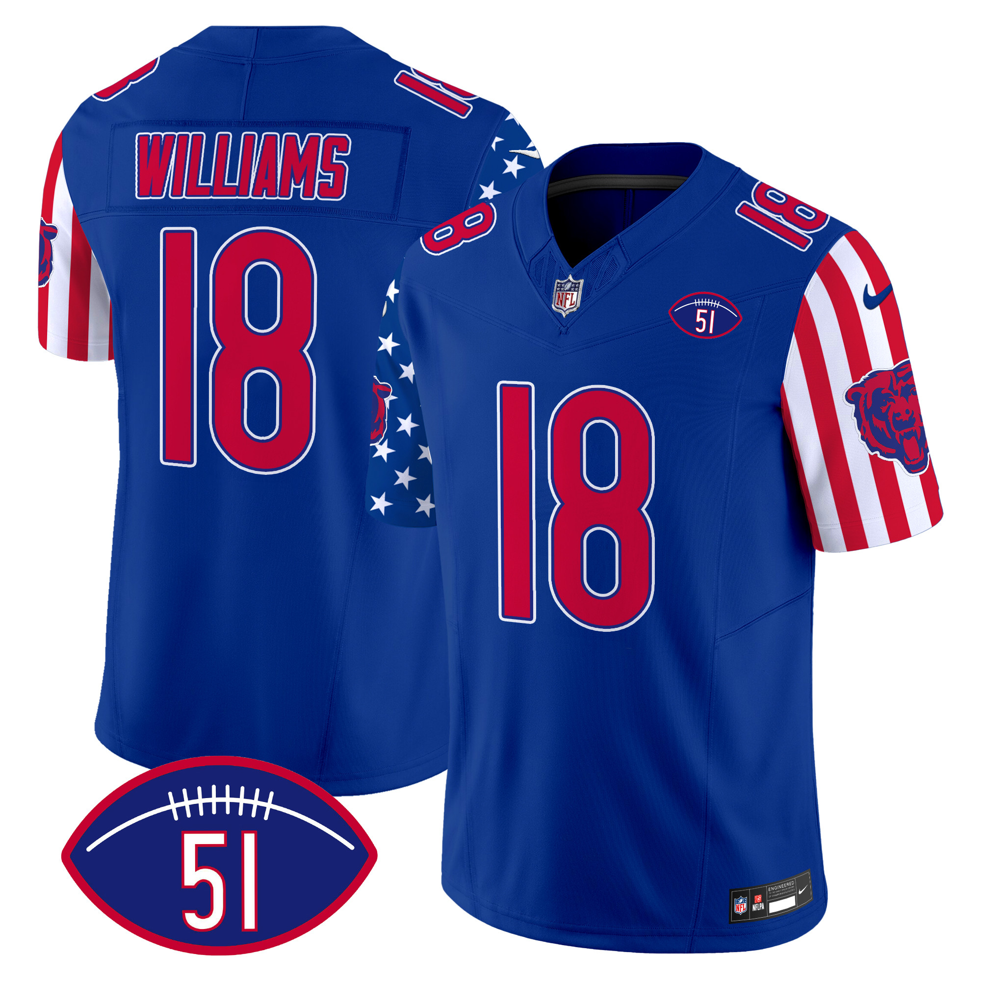 Caleb Williams Men's Chicago Bears American Style Vapor Limited Royal Jersey - All Stitched