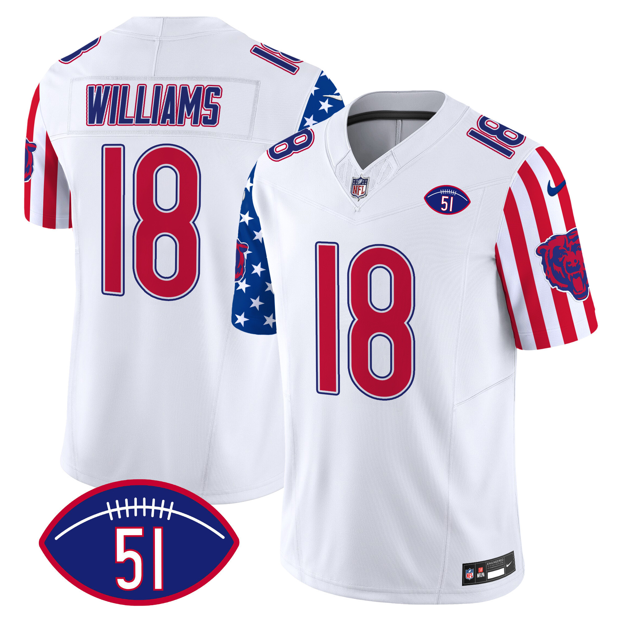 Caleb Williams Men's Chicago Bears American Style Vapor Limited White Jersey - All Stitched