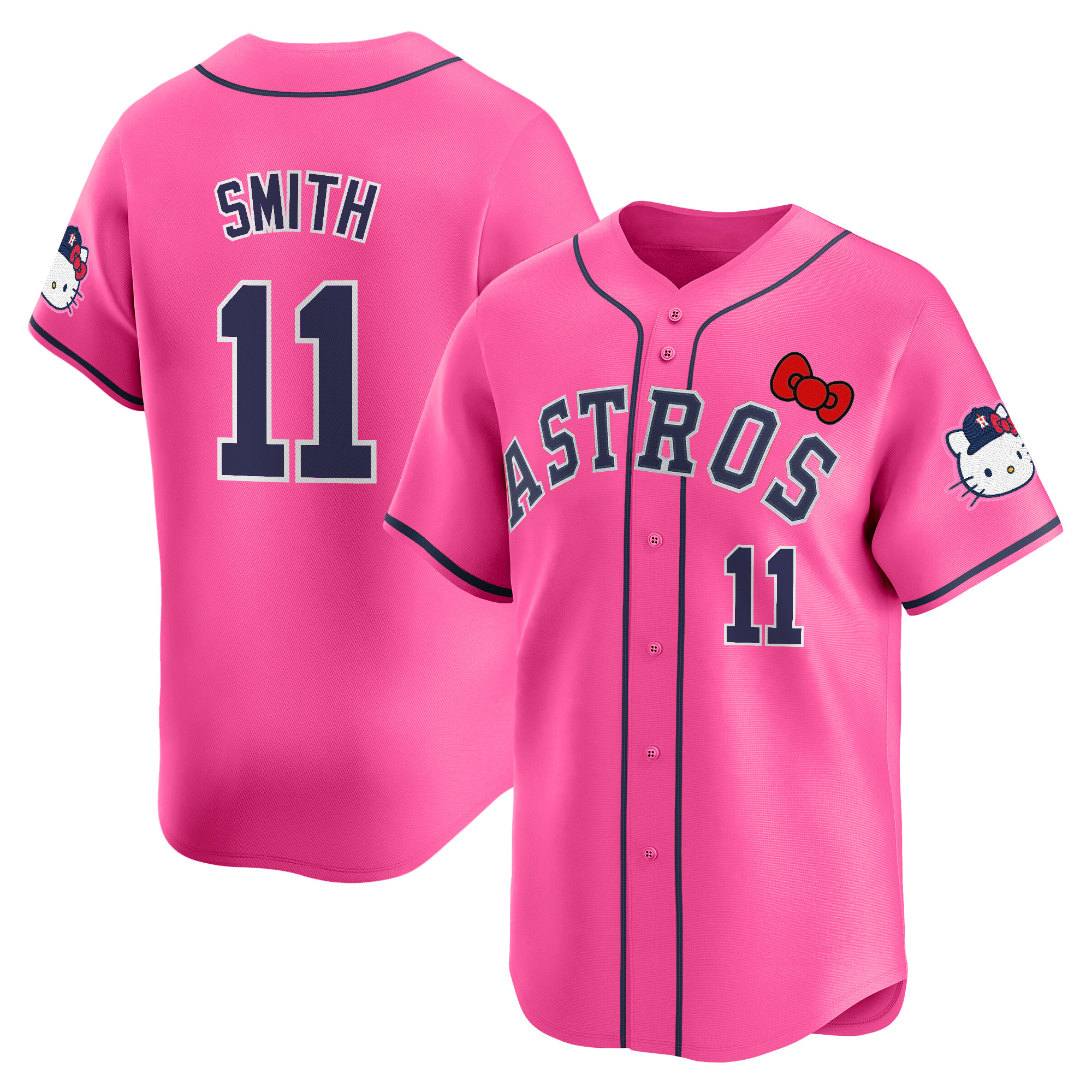 Cam Smith Youth's Houston Astros Hello Kitty Vapor Premier Limited Pink Jersey V2 - All Stitched