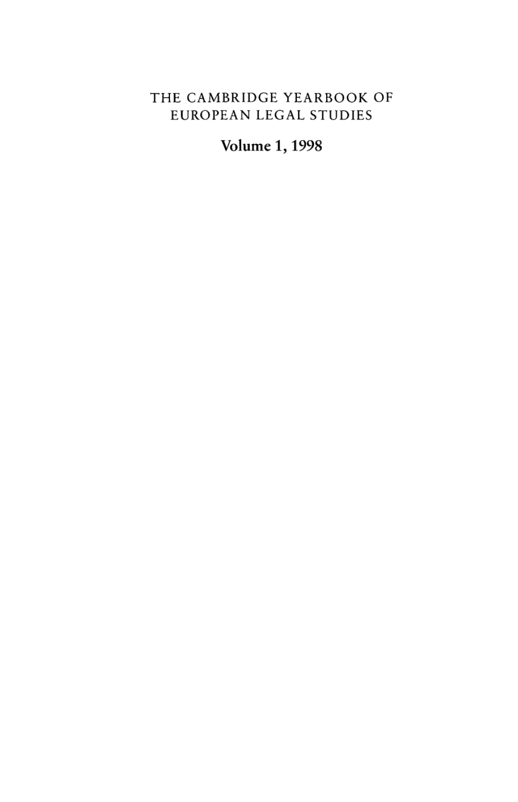 Cambridge Yearbook of European Legal Studies Vol 1, 1998 1st Edition â€“ PDF/EPUB Version Downloadable