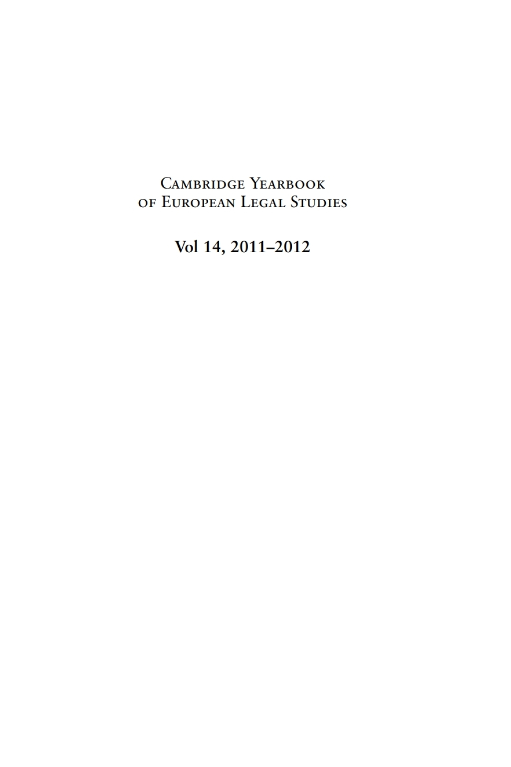 Cambridge Yearbook of European Legal Studies, Vol 14 2011-2012 1st Edition â€“ PDF/EPUB Version Downloadable