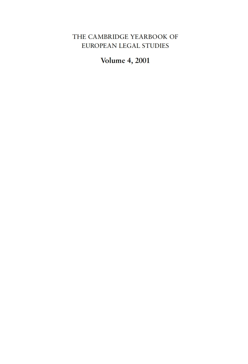 Cambridge Yearbook of European Legal Studies Vol 4, 2001 1st Edition â€“ PDF/EPUB Version Downloadable