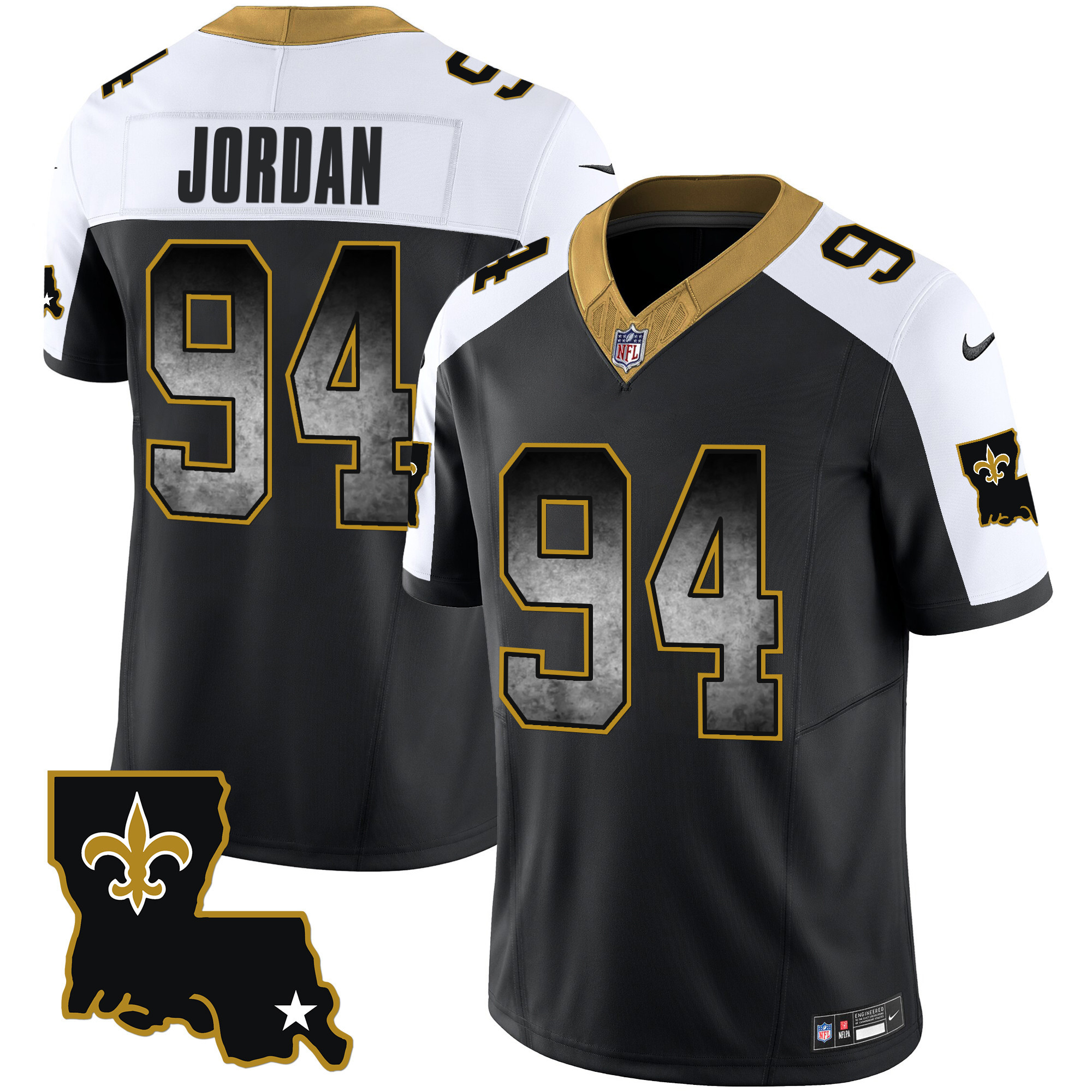 Cameron Jordan Men's New Orleans Saints 1987 Legacy Arch Smoke Alternate Jersey - All Stitched