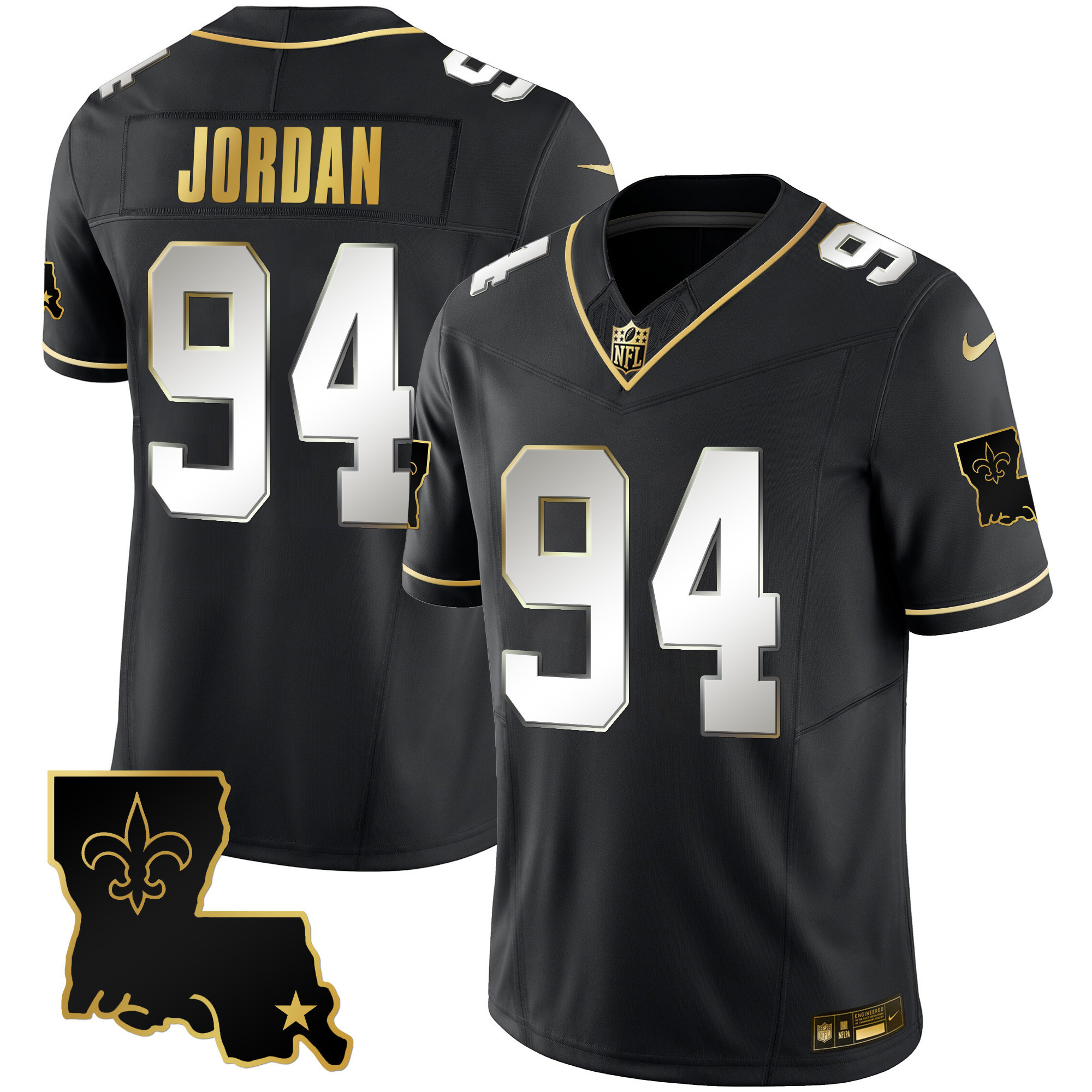 Cameron Jordan Men's New Orleans Saints 1987 Legacy Gold Vapor Black Limited Jersey - All Stitched