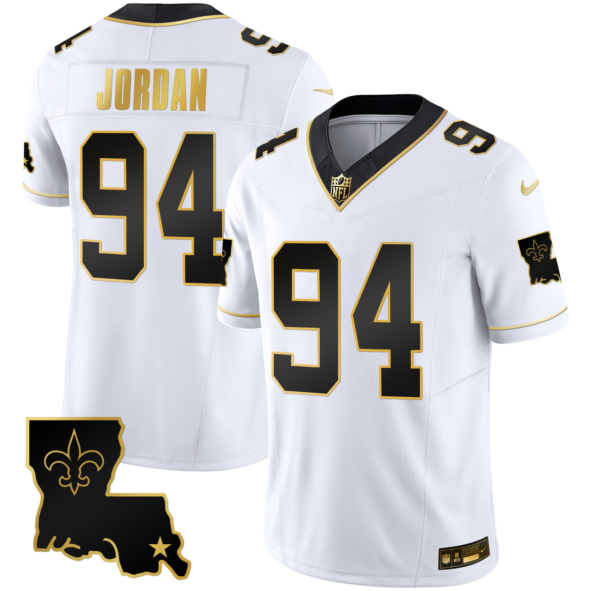 Cameron Jordan Men's New Orleans Saints 1987 Legacy Gold Vapor White Gold Jersey - All Stitched