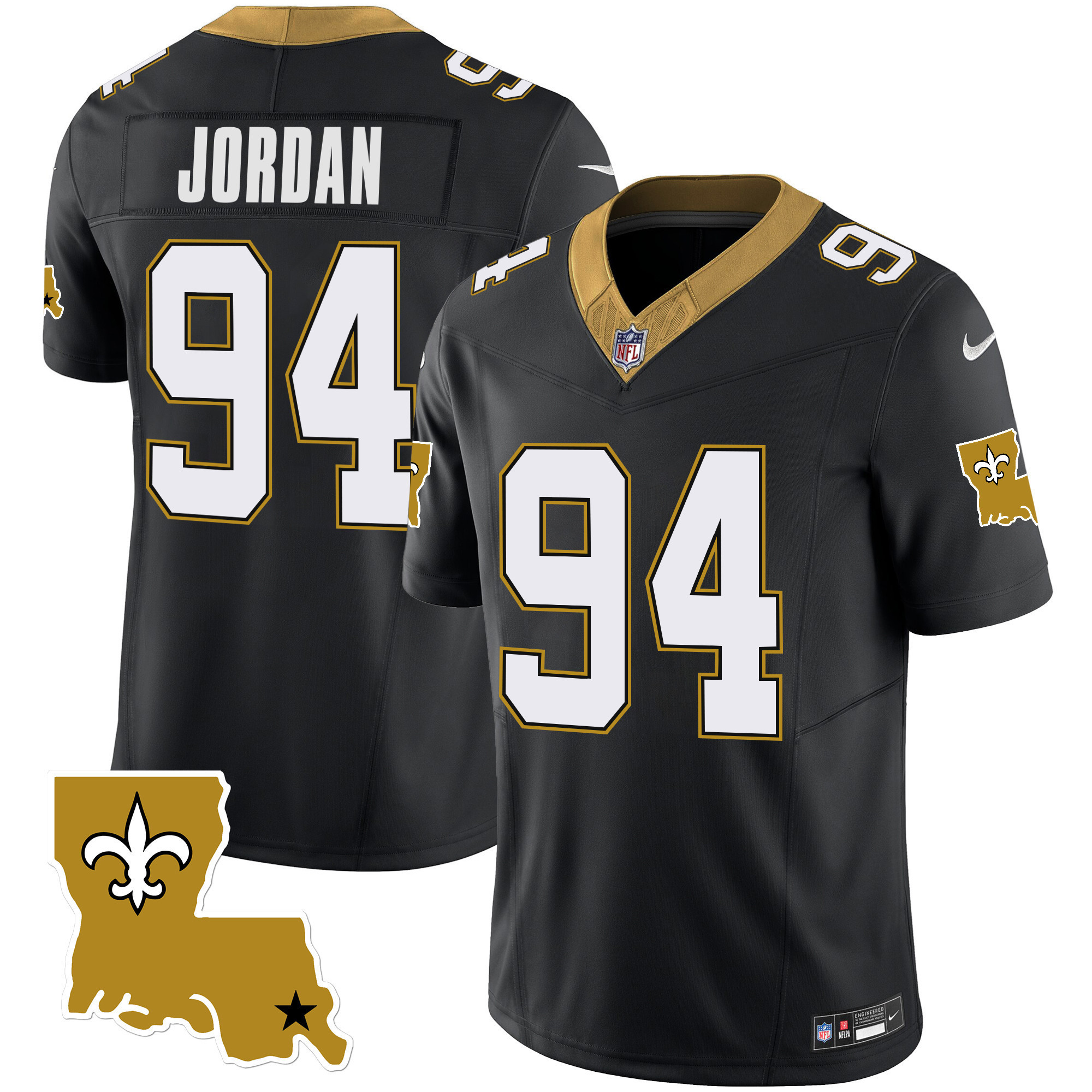 Cameron Jordan Men's New Orleans Saints 1987 Legacy Vapor Black Jersey - All Stitched