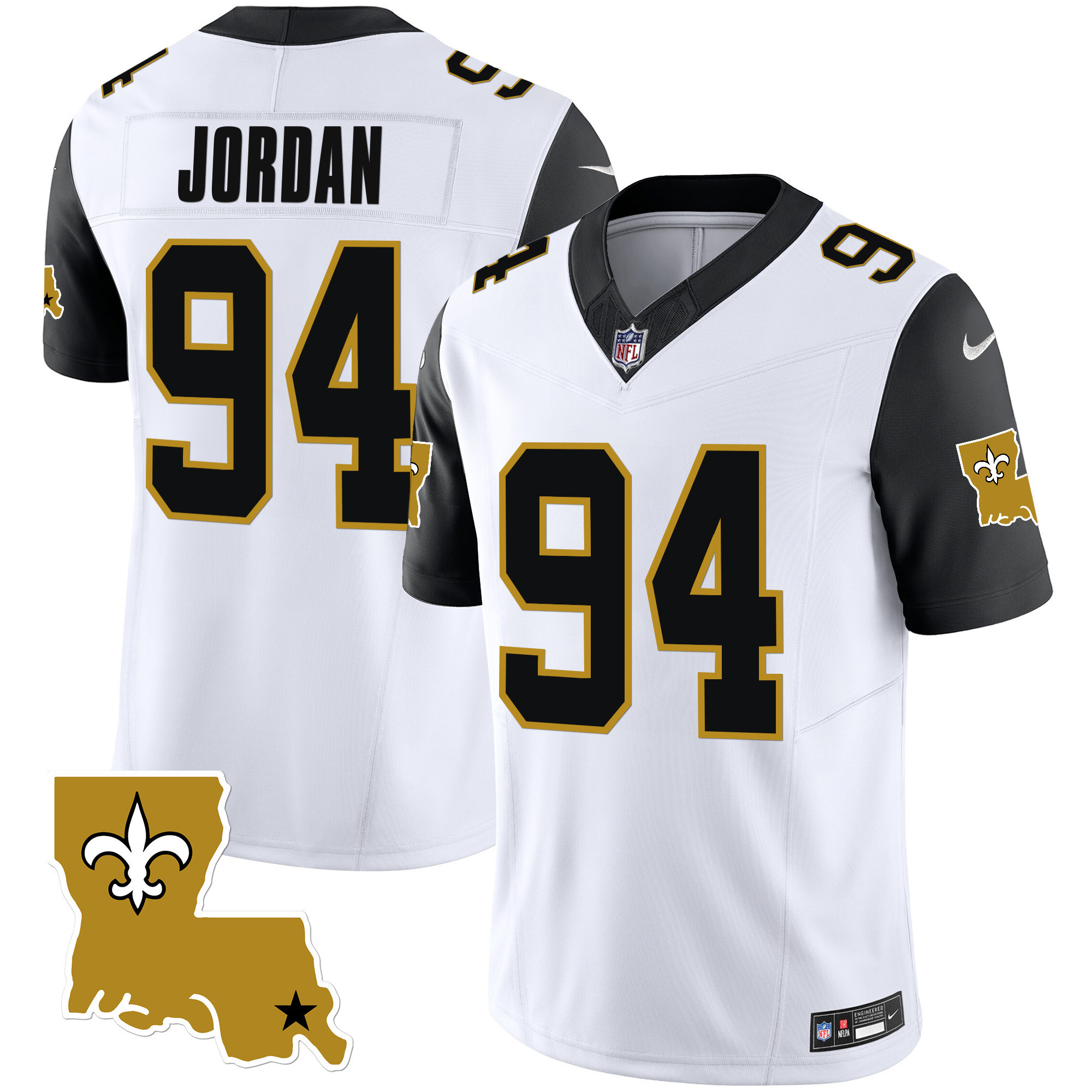 Cameron Jordan Men's New Orleans Saints 1987 Legacy Vapor Black Sleeves Jersey - All Stitched