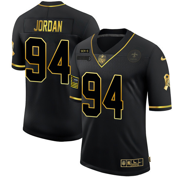 Cameron Jordan Men's New Orleans Saints Black Gold Salute To Service Jersey - All Stitched