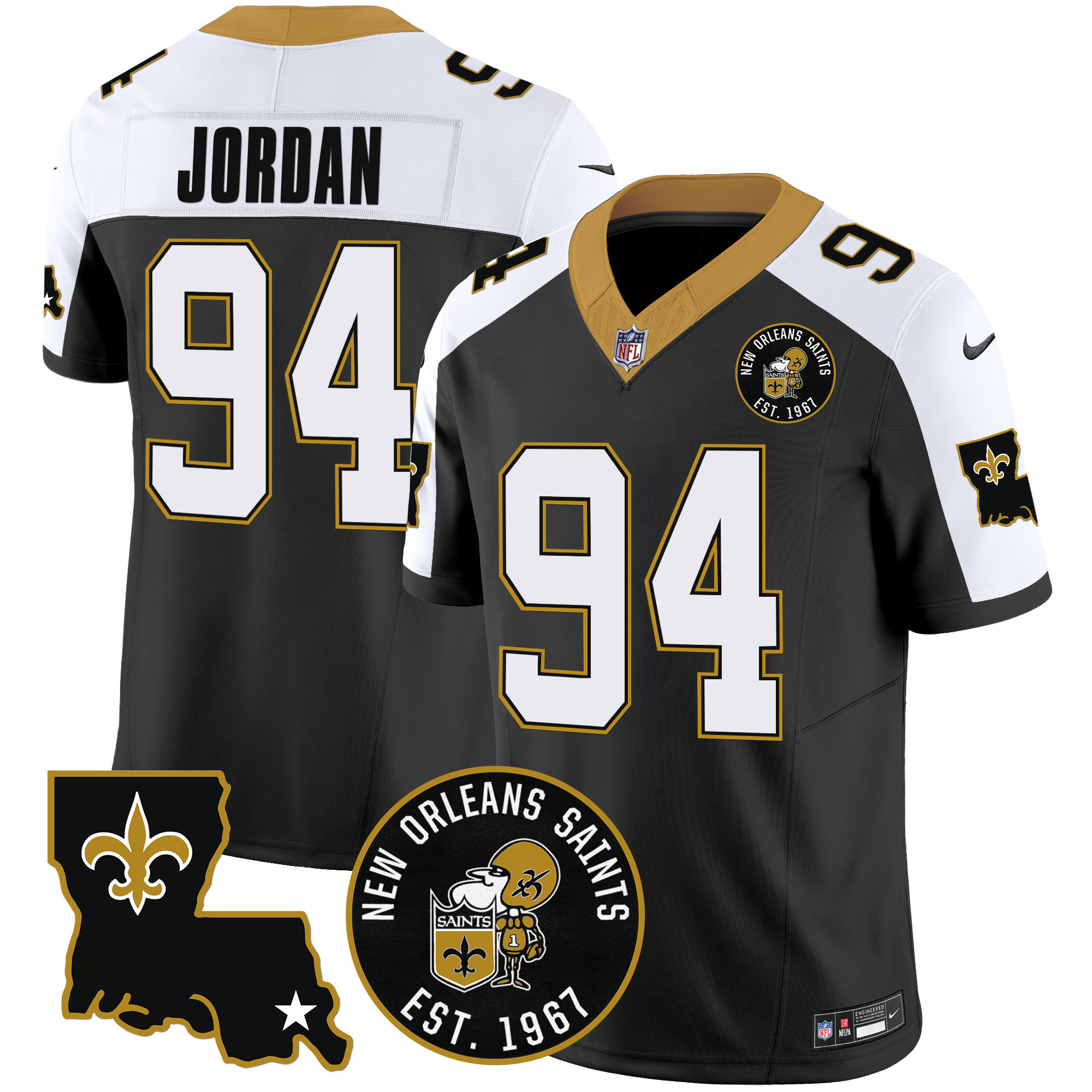 Cameron Jordan Men's New Orleans Saints EST. 1967 Patch Vapor Alternate Jersey - All Stitched
