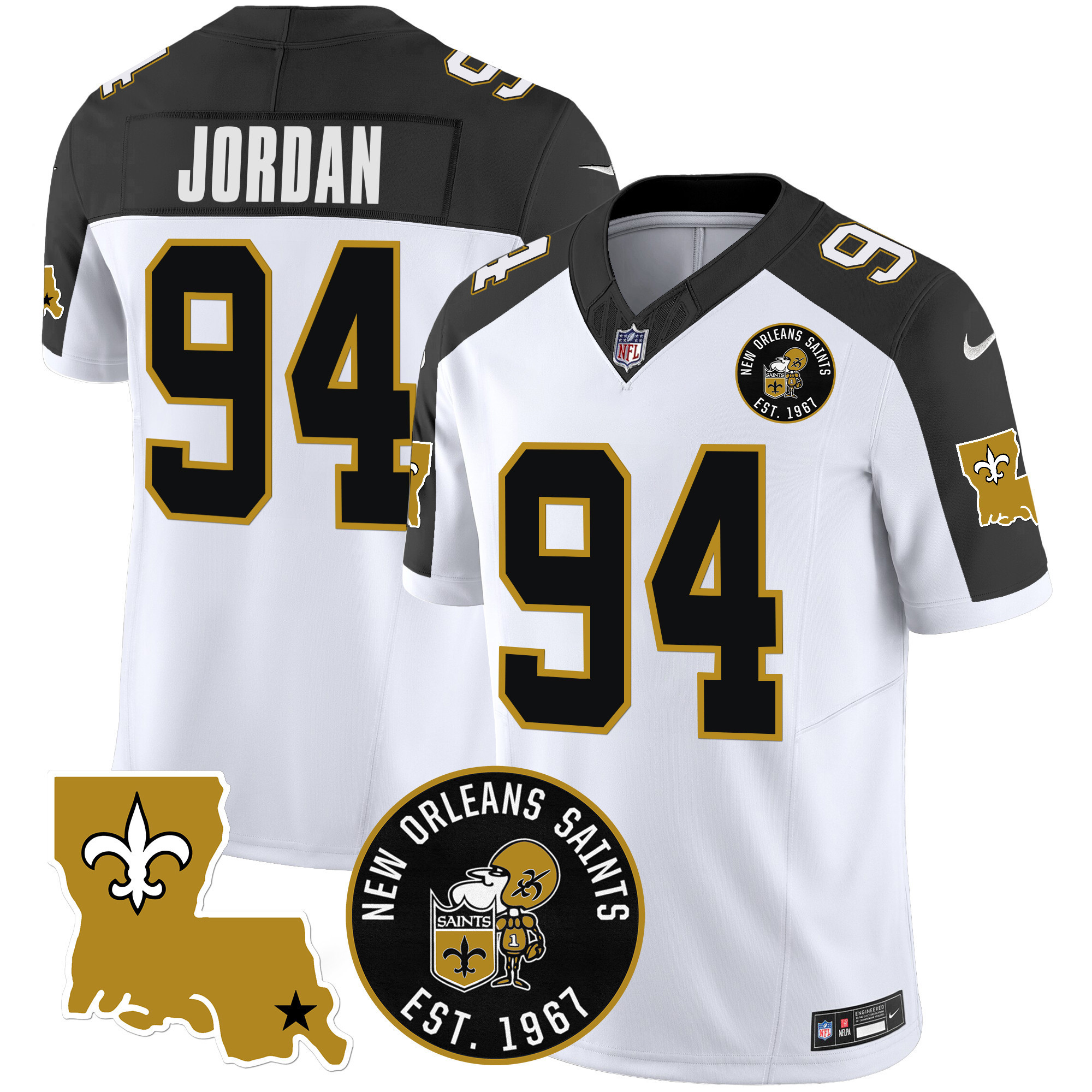 Cameron Jordan Men's New Orleans Saints EST. 1967 Patch Vapor Inverted Jersey - All Stitched