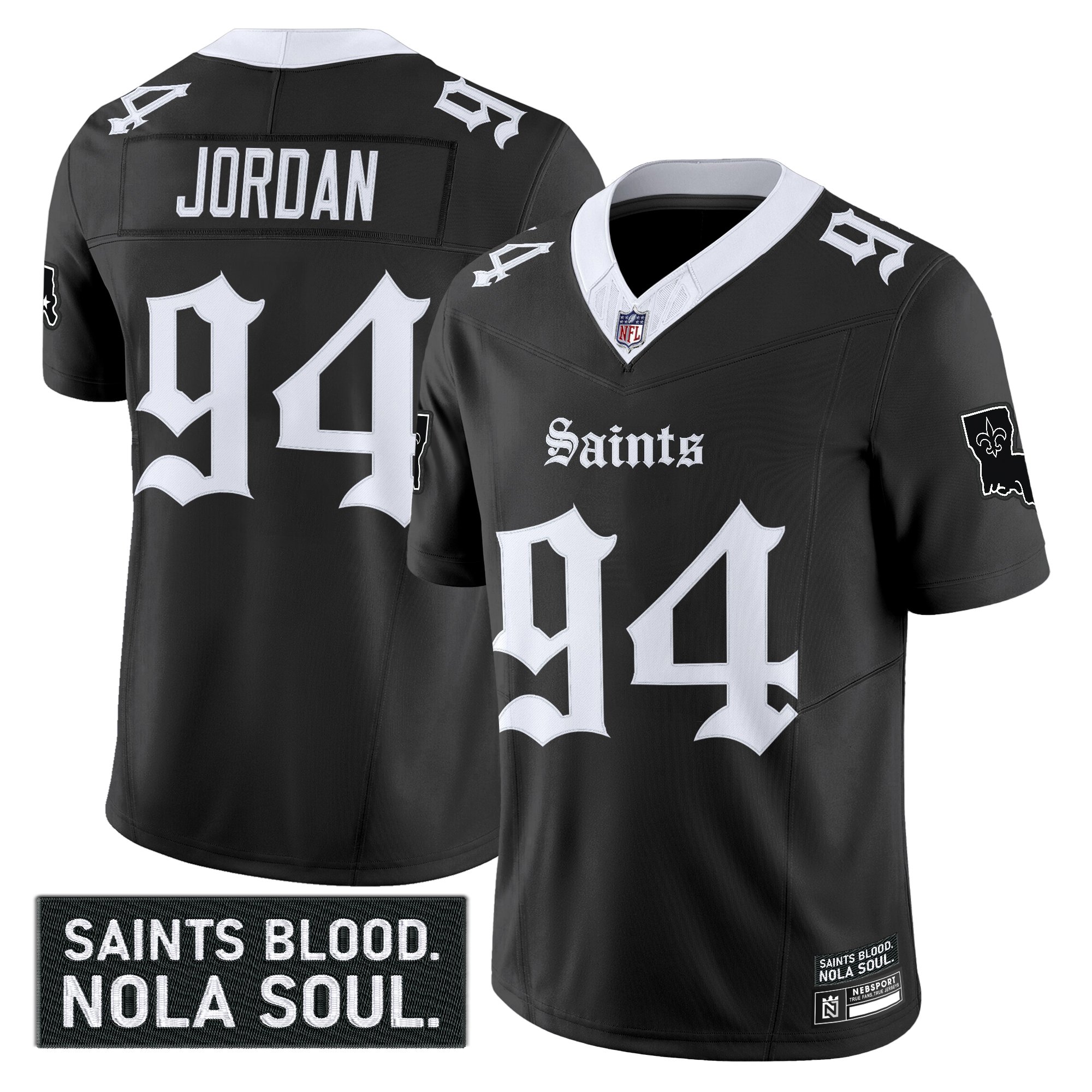 Cameron Jordan Men's New Orleans Saints 'Gothic Vieux CarrÃƒÂ© Edition' Vapor Black Jersey - All Stitched