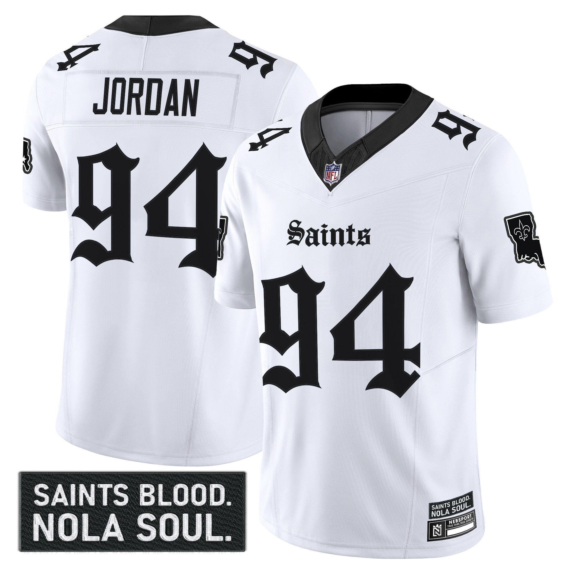 Cameron Jordan Men's New Orleans Saints 'Gothic Vieux CarrÃƒÆ’Ã‚Â© Edition' Vapor White Jersey - All Stitched
