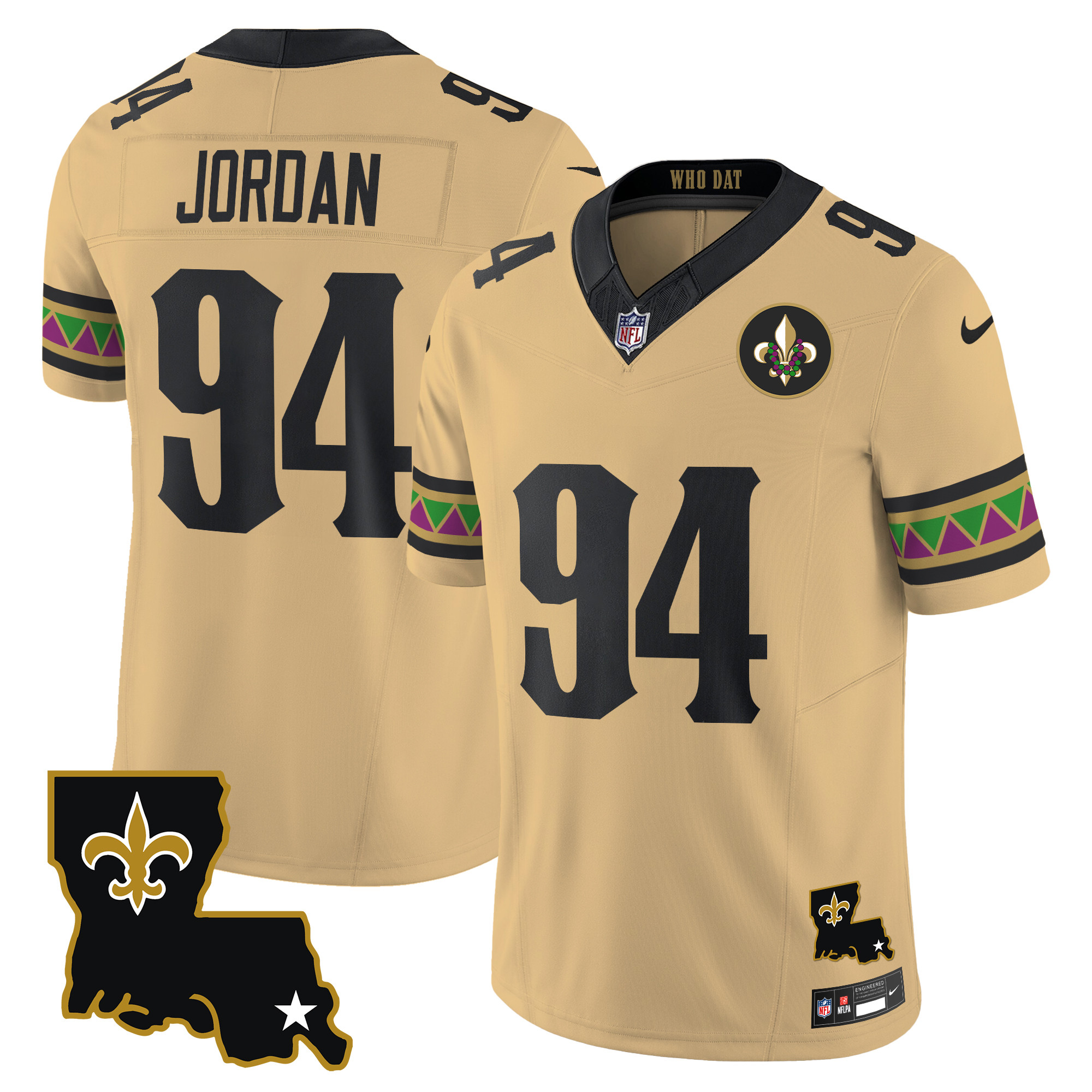 Cameron Jordan Men's New Orleans Saints Mardi Gras Vapor Limited Gold Jersey - All Stitched