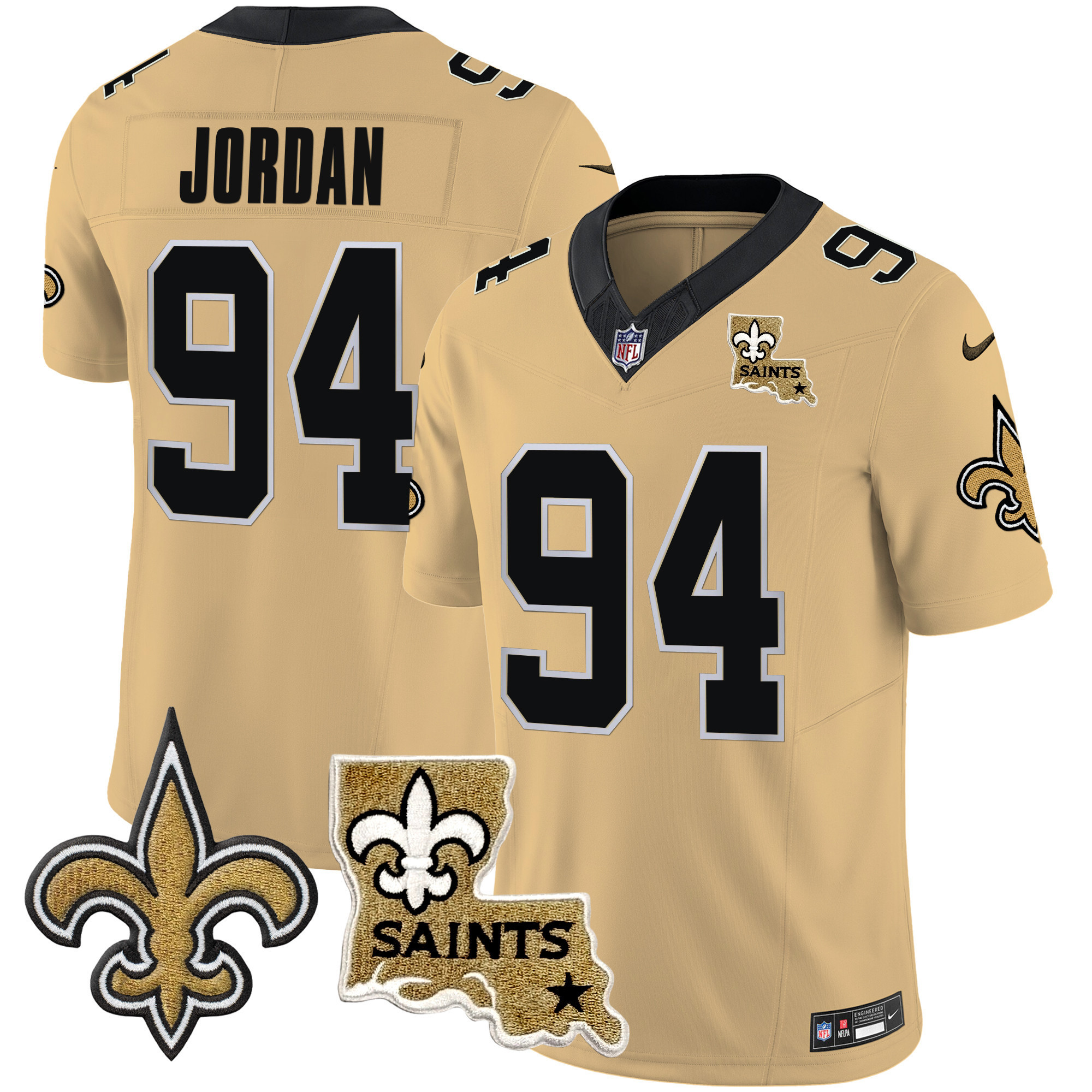 Cameron Jordan Men's New Orleans Saints Vapor Limited Gold Jersey - All Stitched