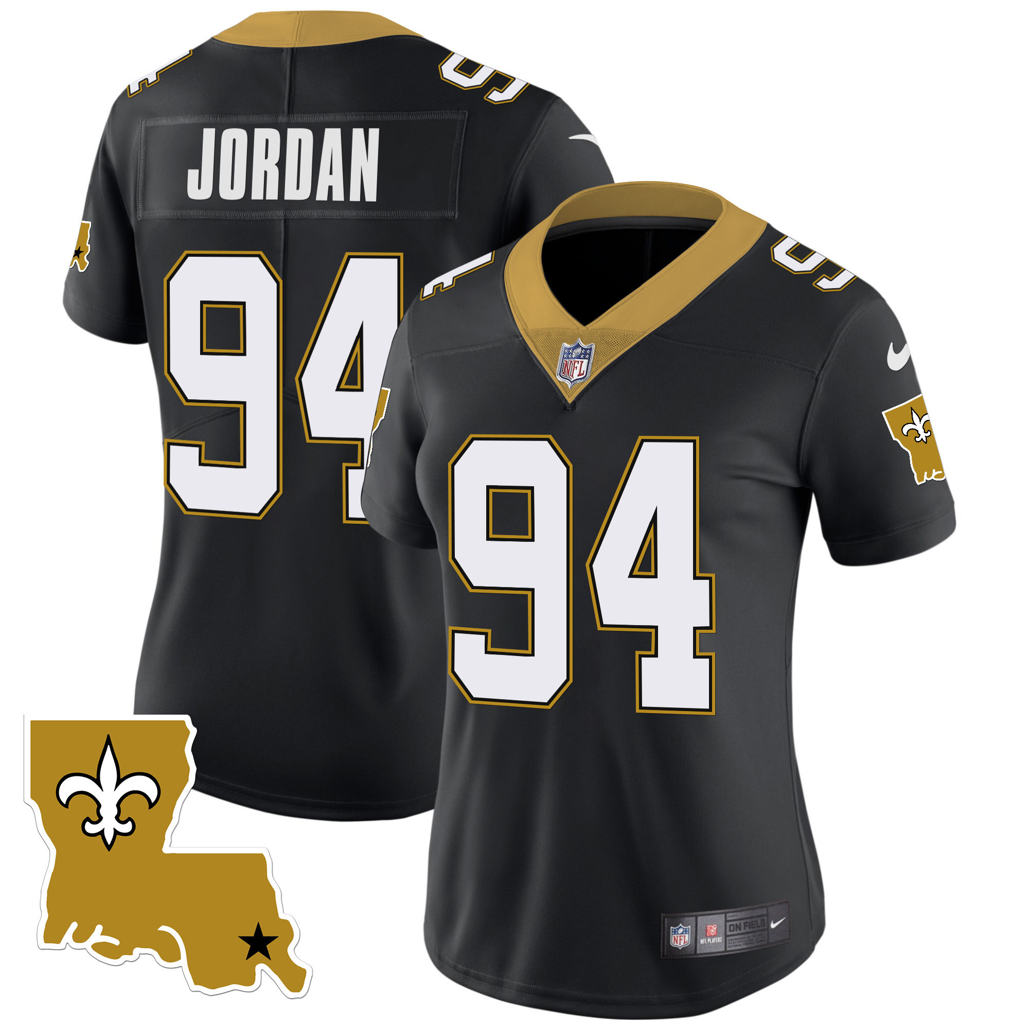 Cameron Jordan Women's New Orleans Saints 1987 Legacy Vapor Black Jersey - All Stitched