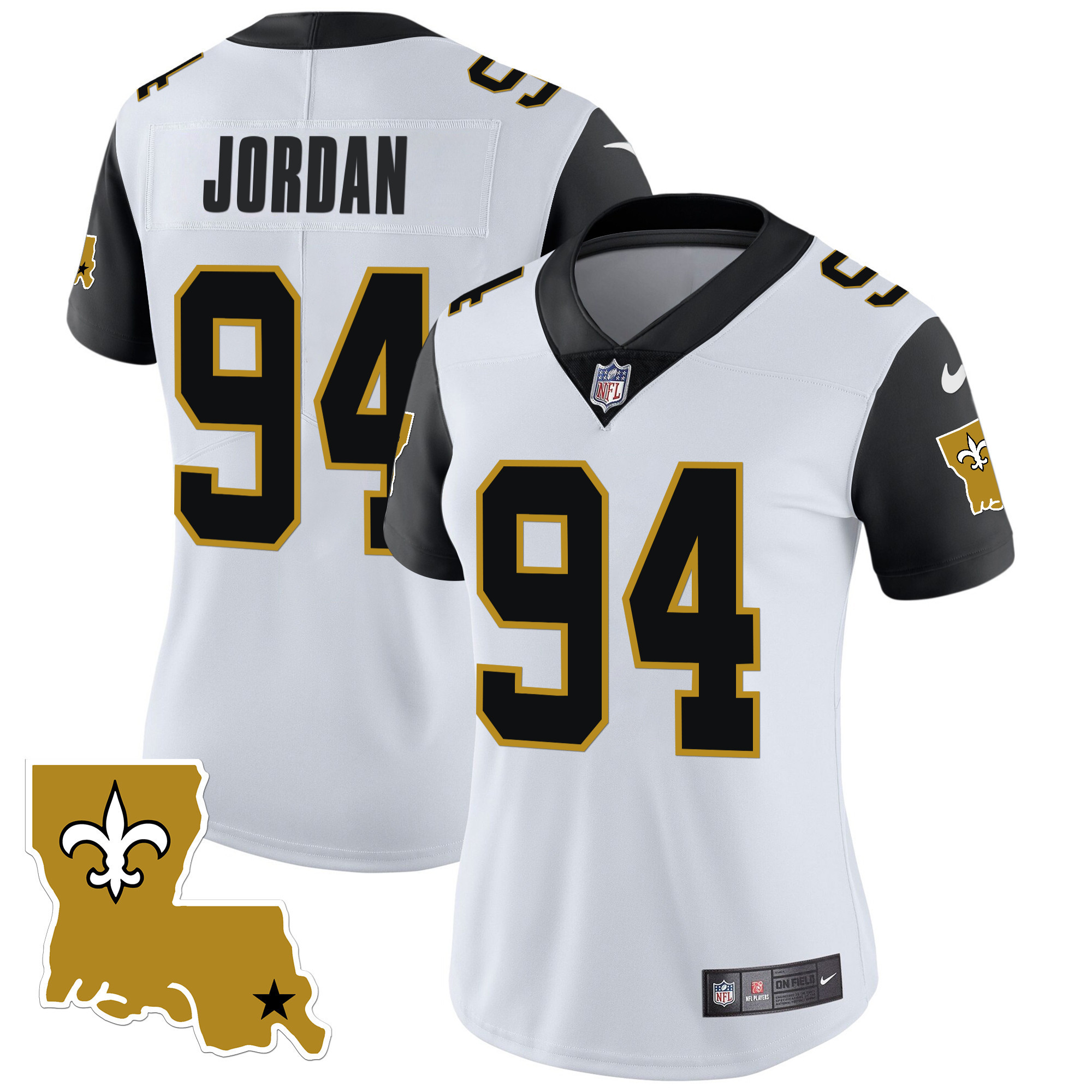 Cameron Jordan Women's New Orleans Saints 1987 Legacy Vapor Black Sleeves Jersey - All Stitched