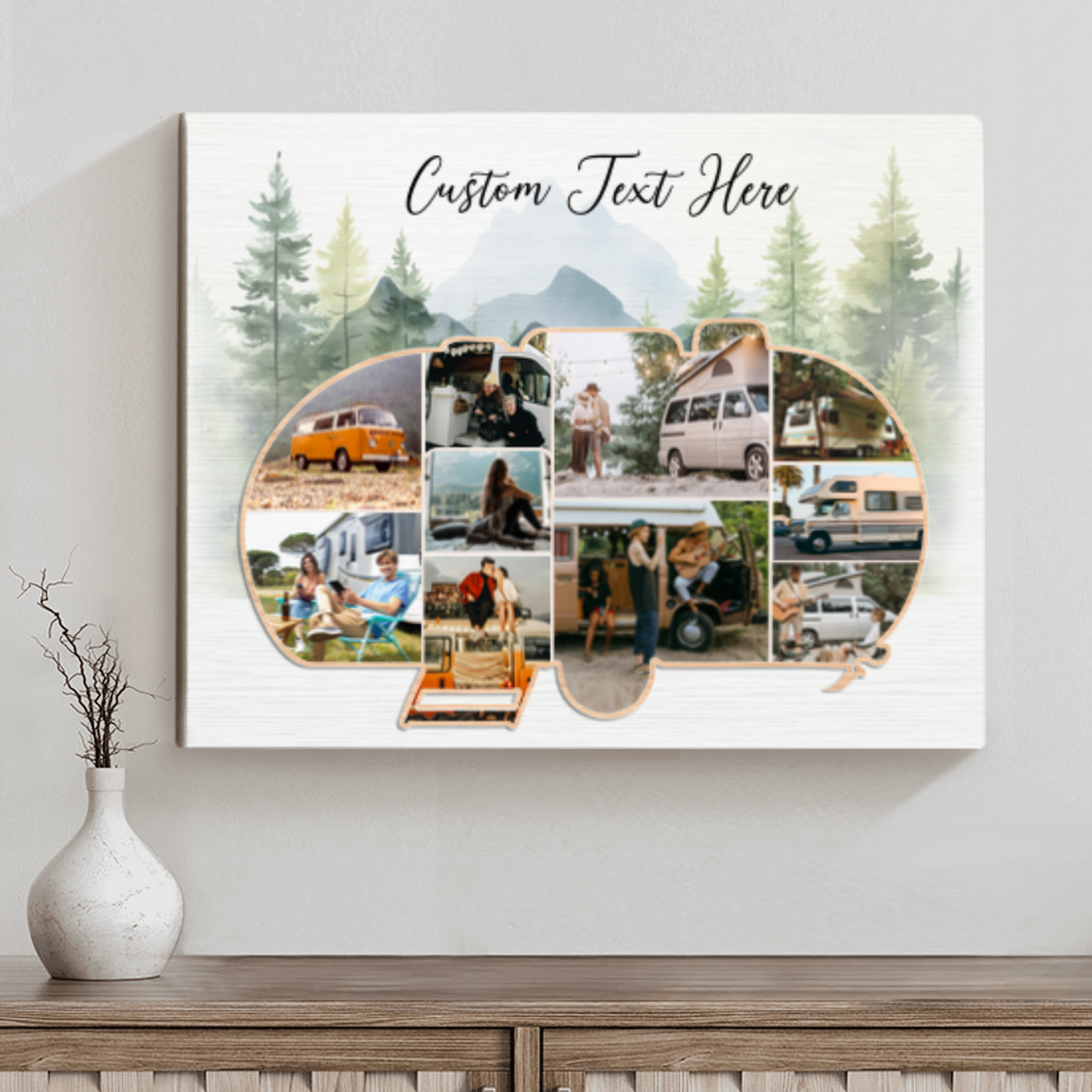 Camping Memories Picture Wall Art, Custom Campervan Collage Canvas, Personalized Gift For The Camper, Camping Lover Gift, Travel Memory Gift