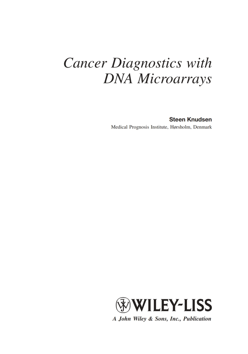 Cancer Diagnostics with DNA Microarrays 1st Edition â€“ PDF/EPUB Version Downloadable