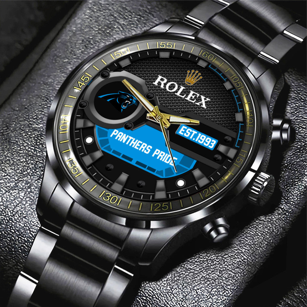 Carolina Panthers Rolex Black Stainless Steel Watch
