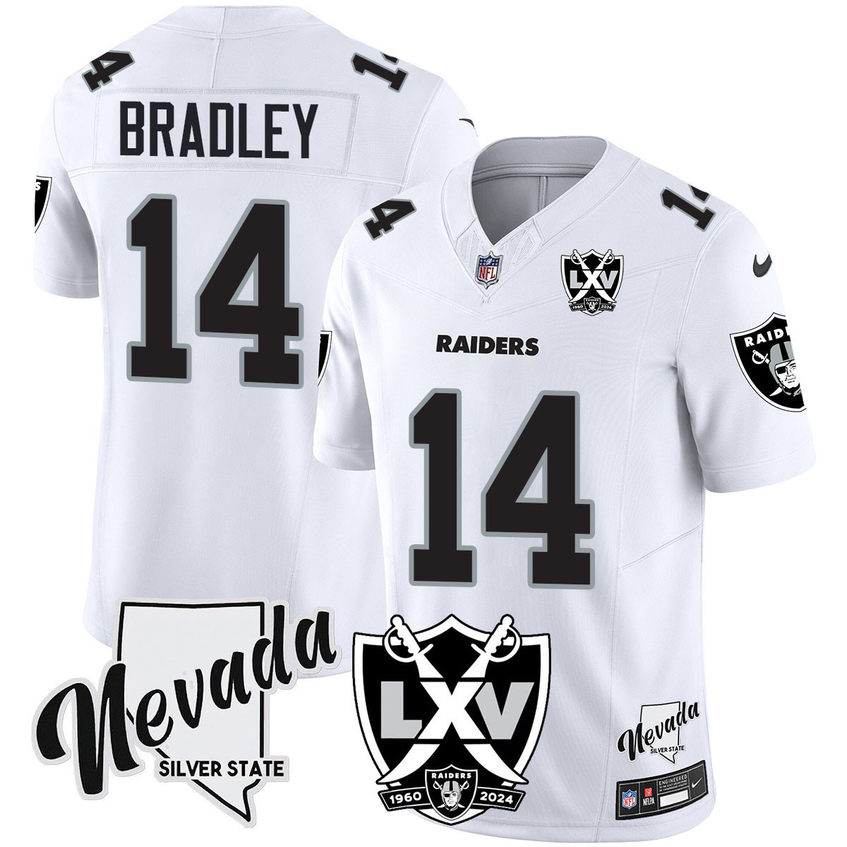 Carter Bradley Men's Las Vegas Raiders 2024 Vapor Limited White Limited Jersey - All Stitched