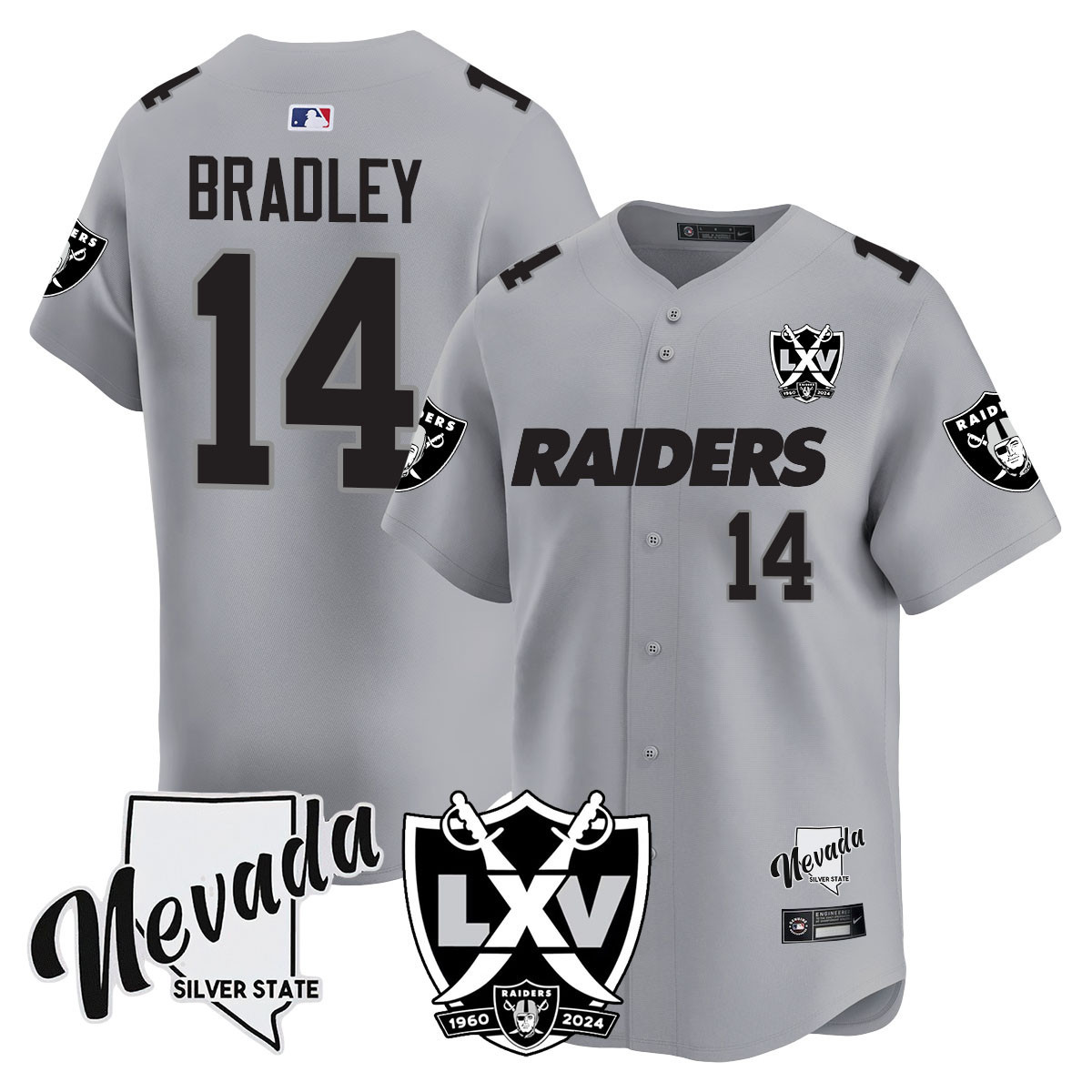 Carter Bradley Men's Las Vegas Raiders 2024 Vapor Premier Limited Silver Jersey - All Stitched
