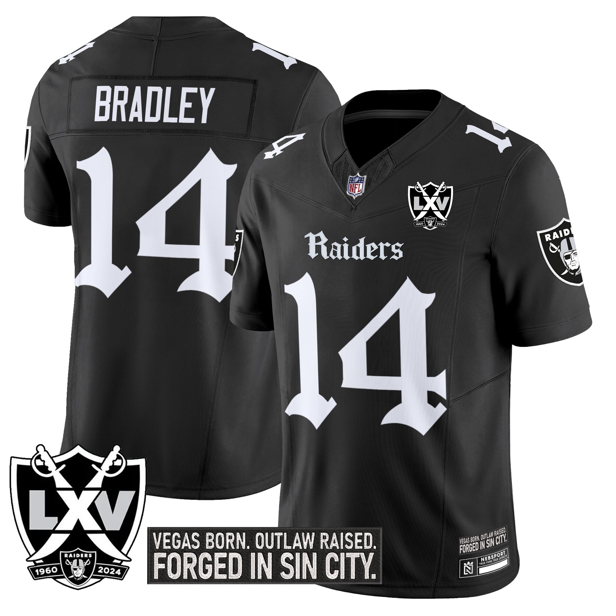 Carter Bradley Men's Las Vegas Raiders 'Gothic Sin City Shadows Edition' Vapor Limited Black Jersey - All Stitched