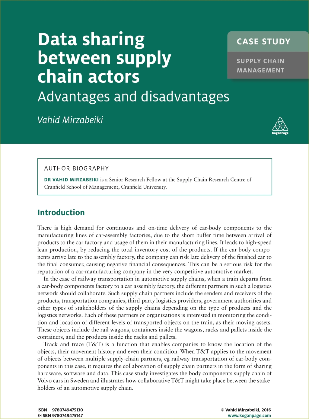 Case Study: Data Sharing Between Supply Chain Actors Advantages and Issues 1st Edition - (PDF/EPUB Version)