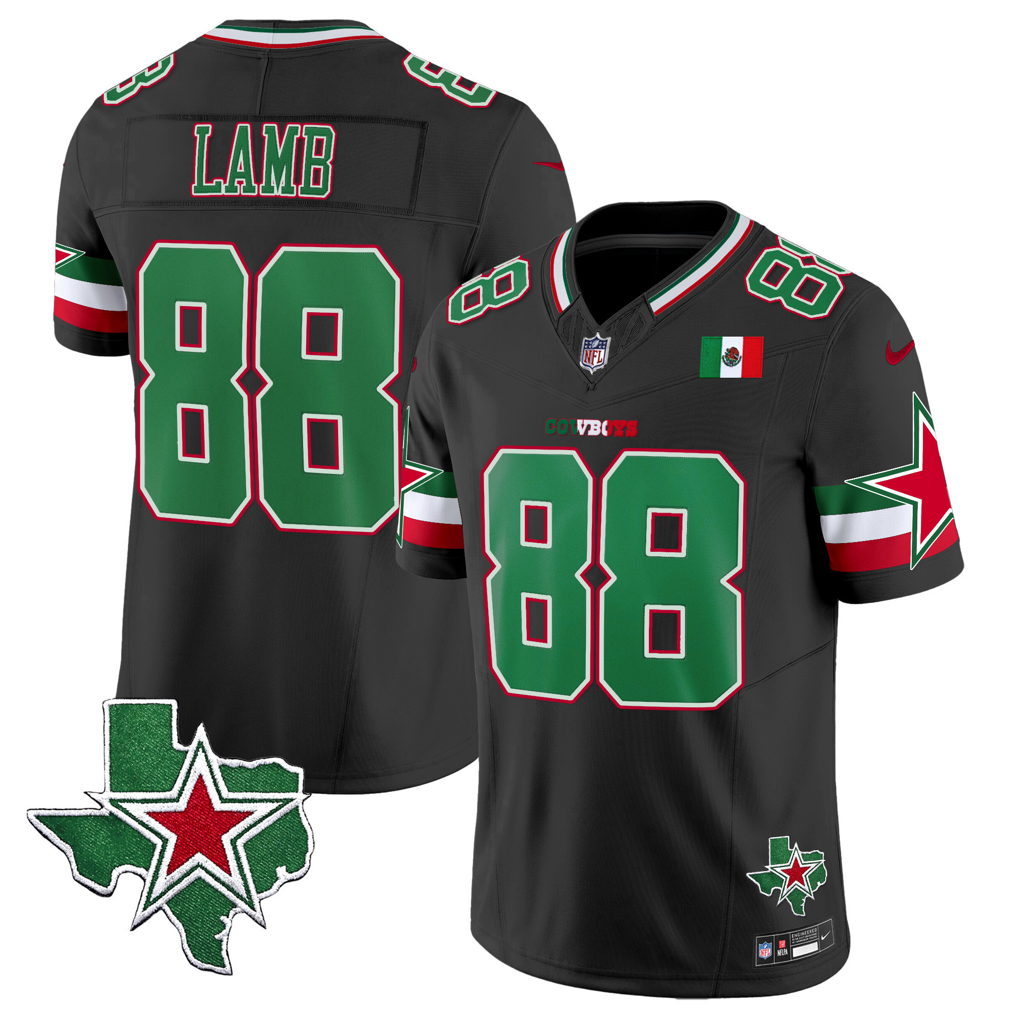 CeeDee Lamb Men's Dallas Cowboys 2024 Mexico Vapor Limited Black Jersey - All Stitched