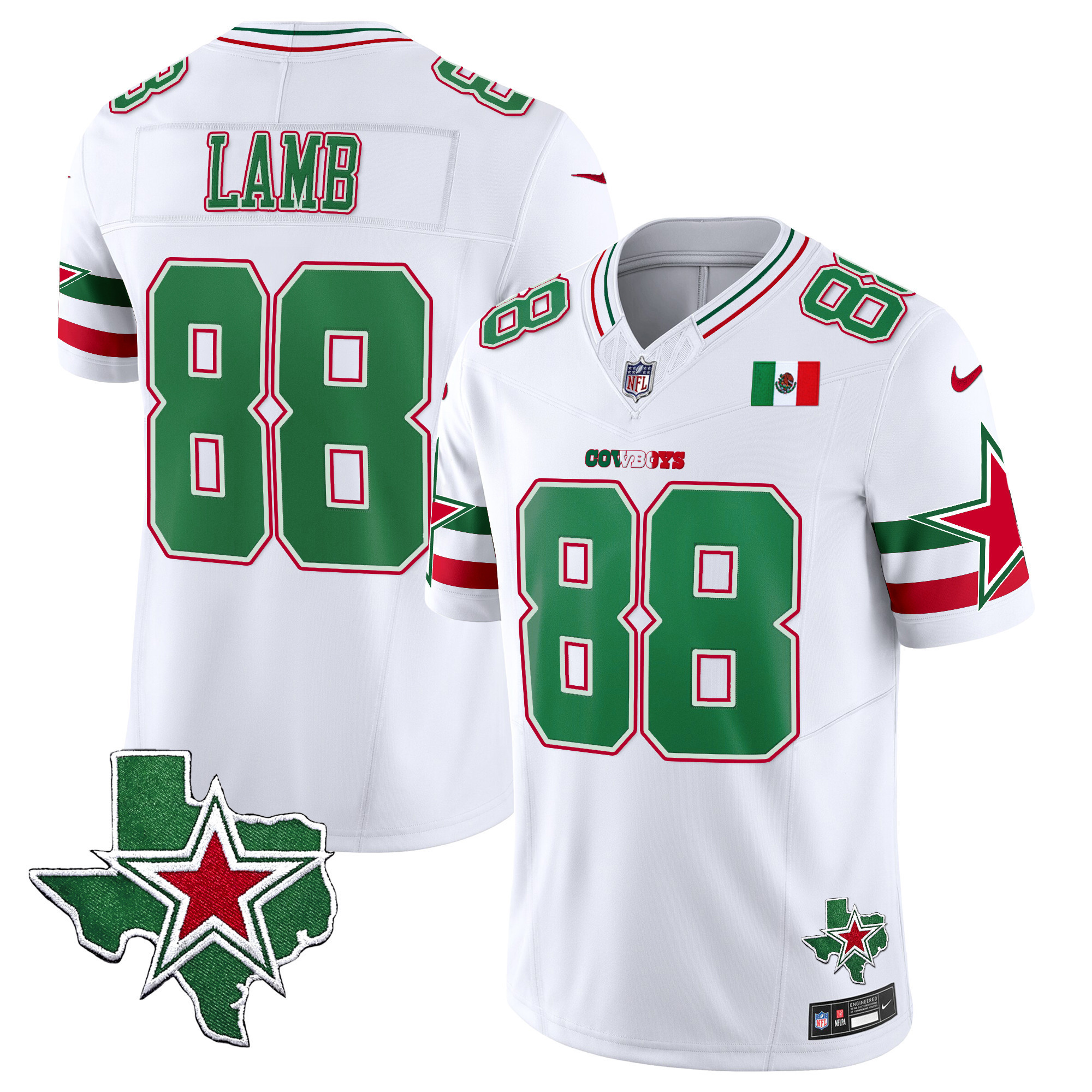 CeeDee Lamb Men's Dallas Cowboys 2024 Mexico Vapor Limited White Jersey - All Stitched