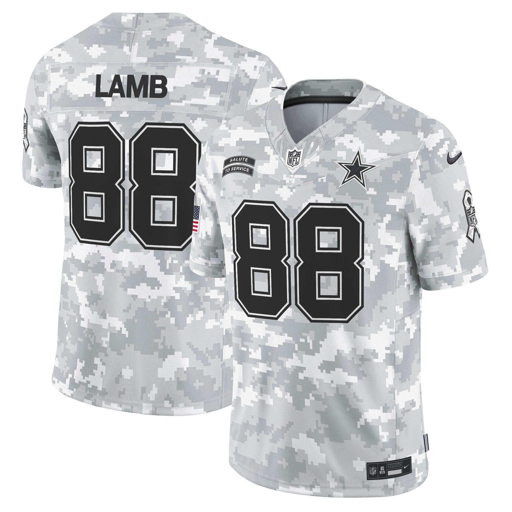 CeeDee Lamb Men's Dallas Cowboys 2024 Salute to Service Vapor Limited Arctic Camo Jersey - All Stitched