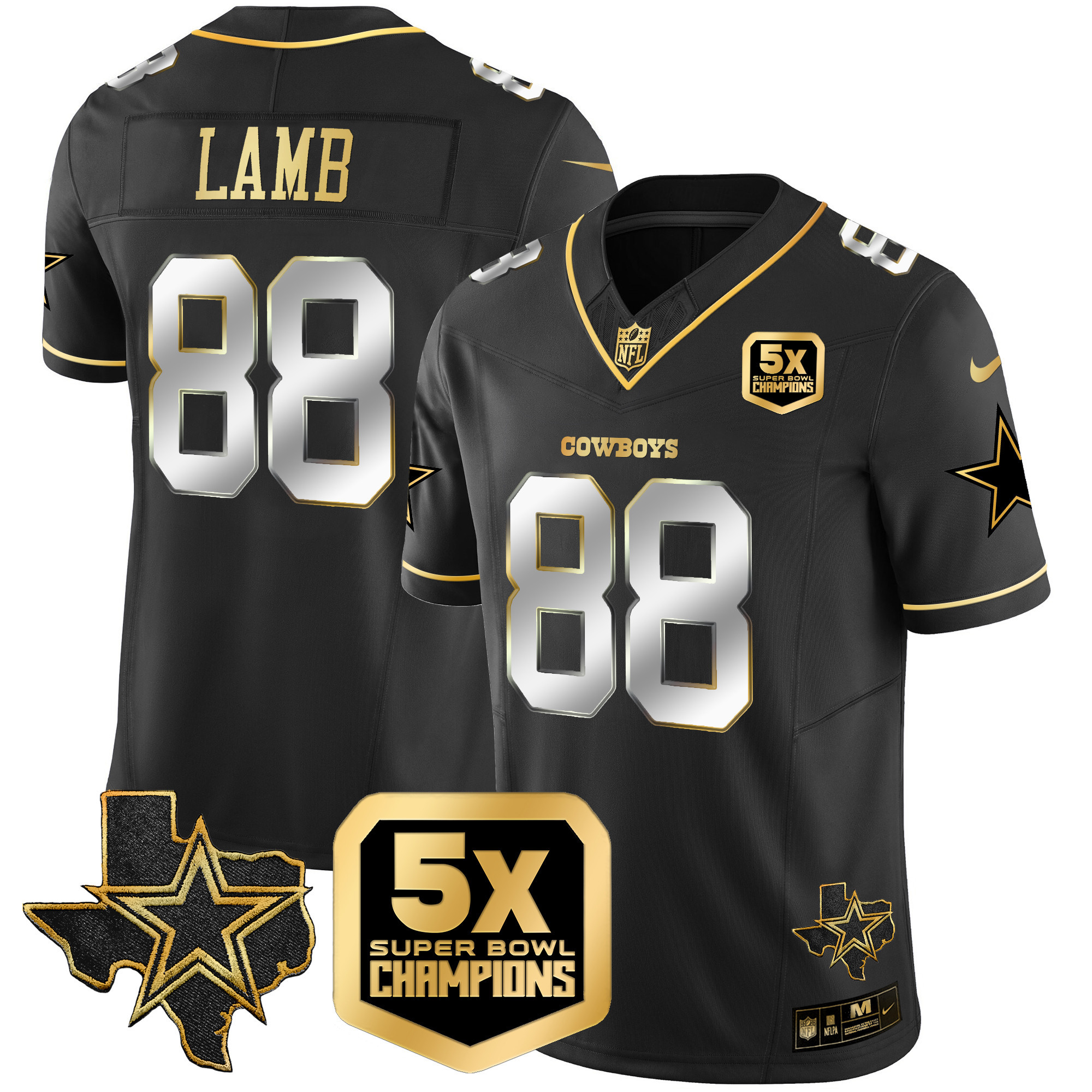 CeeDee Lamb Men's Dallas Cowboys 5x Super Bowl Champions Vapor Limited Black Limited Jersey - All Stitched