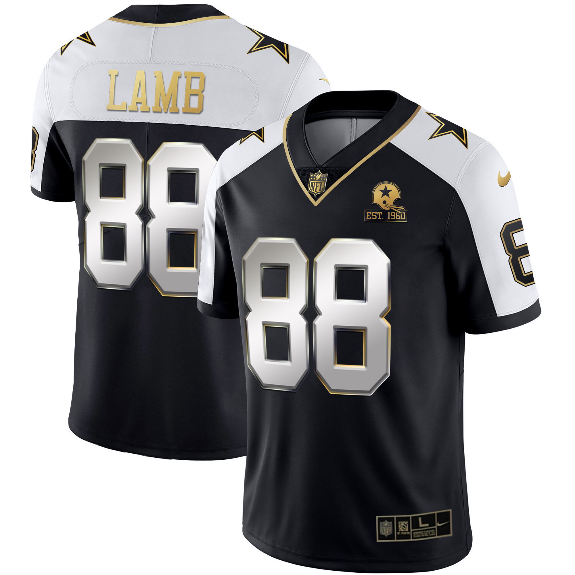 CeeDee Lamb Men's Dallas Cowboys Alternate Vapor Black Gold & Navy Gold Limited - All Stitched Alternate Limited Jersey - All Stitched